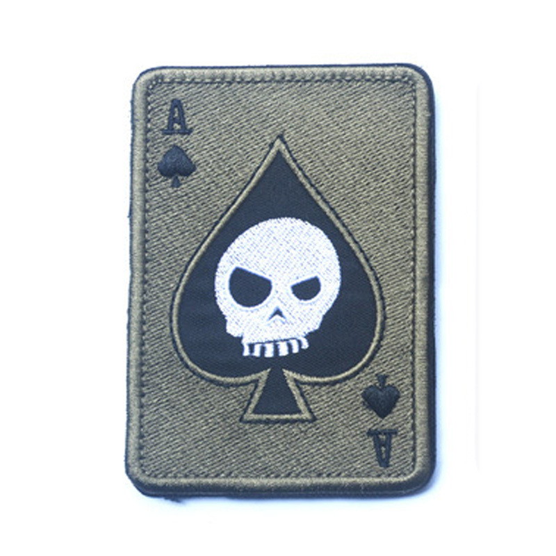 5PCS ACE OF SPADES GRIM REAPER DEATH CARD HOOK & LOOP PATCH EMBROIDERED