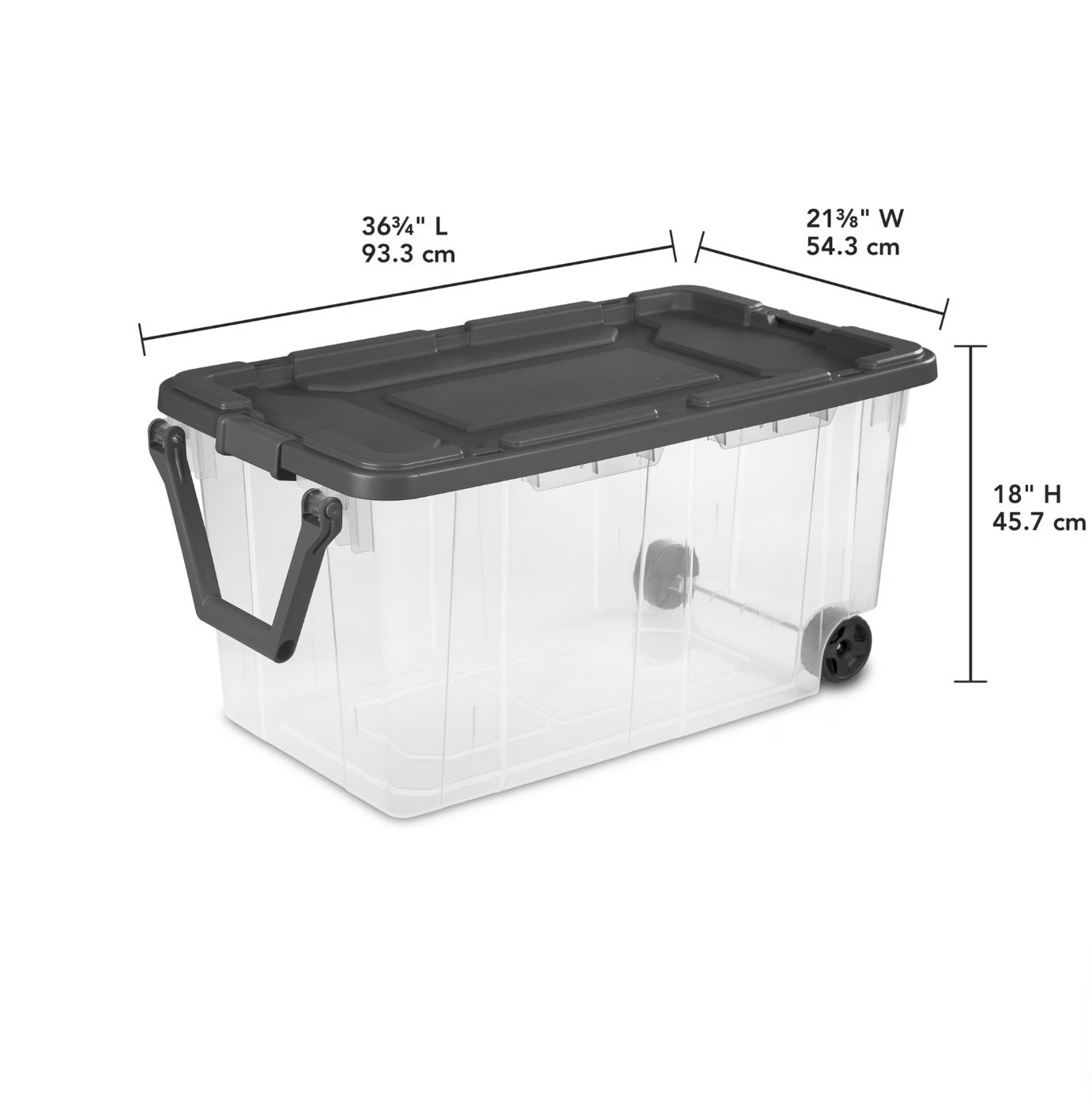 (2 pack) Sterilite 160 Quart Wheeled Storage Box, Extra Large Durable Clear Plas