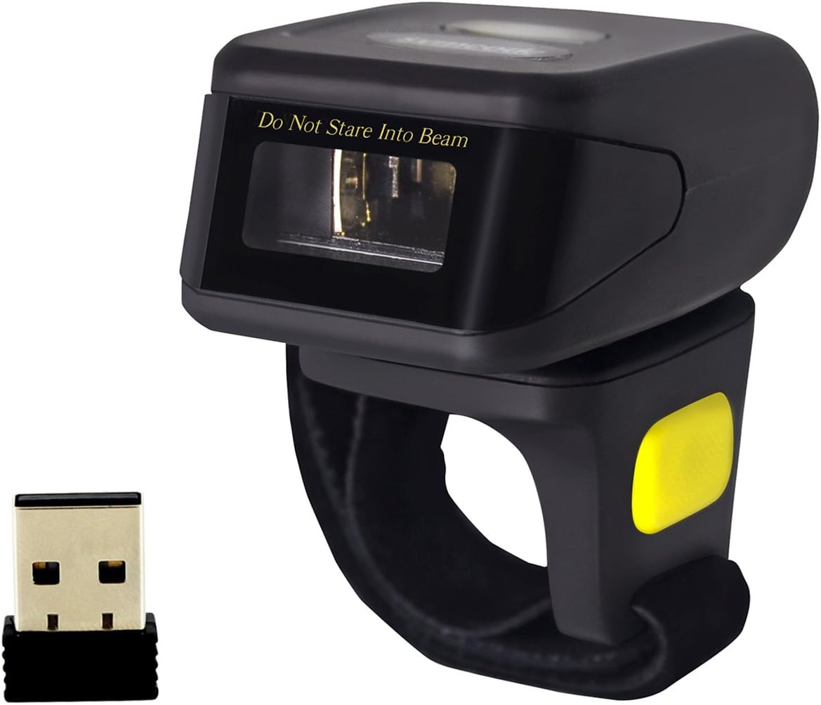 Bluetooth Ring 1D 2D QR Barcode Scanner,Wearable Wireless Finger Mini Bar Code