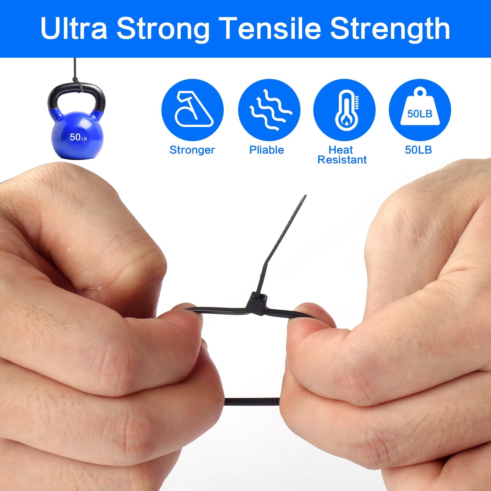 1000 Pcs Black Zip Ties, 3 Inch Small Self-Locking Nylon Cable 3",