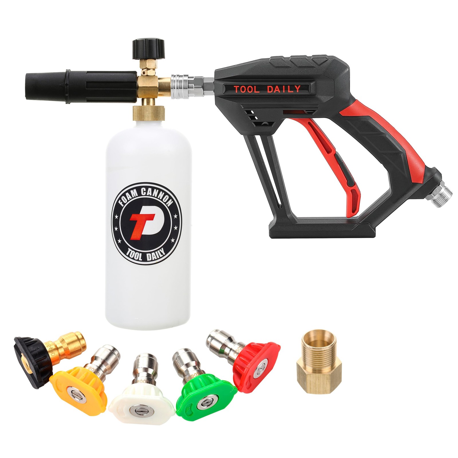 Short Pressure Washer Gun Foam Cannon 1/4 Quick Connector 5 Nozzle Tips