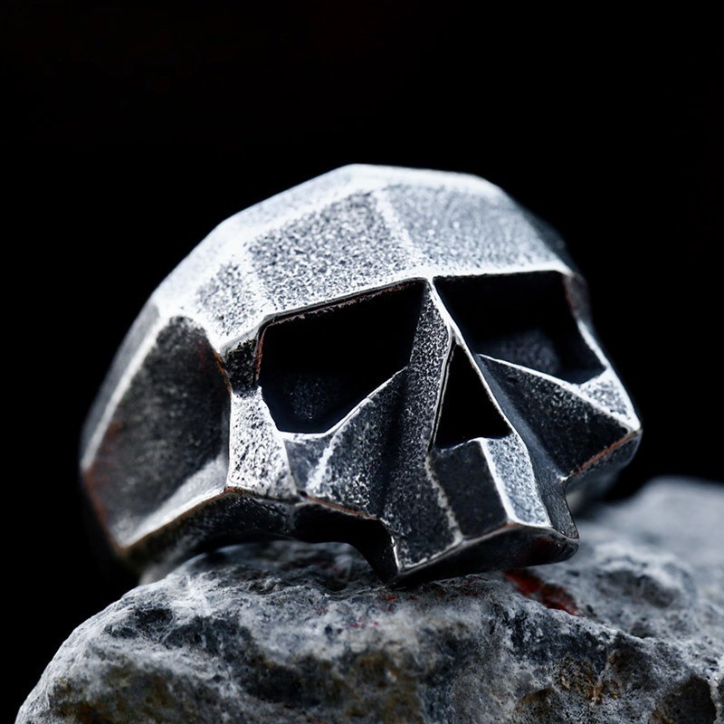 Gothic Geometric Plane Skull Head Ring Stainless Steel Hiphop Biker Punk Ring