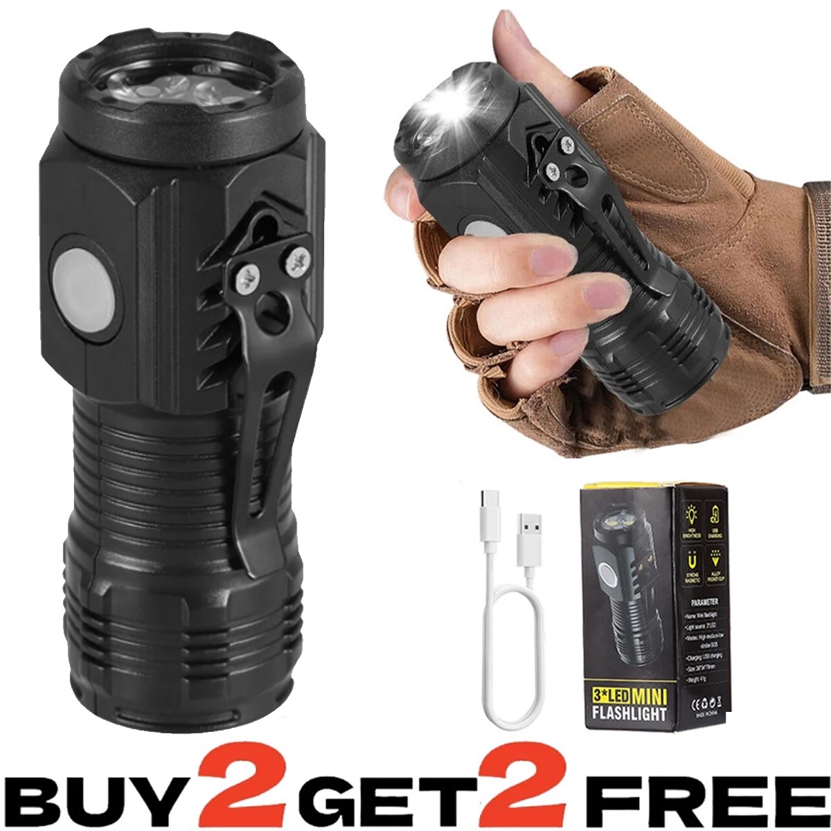 Mini Rechargeable LED Flashlight Tactical Lamp Super Bright Torch Light USB NEW