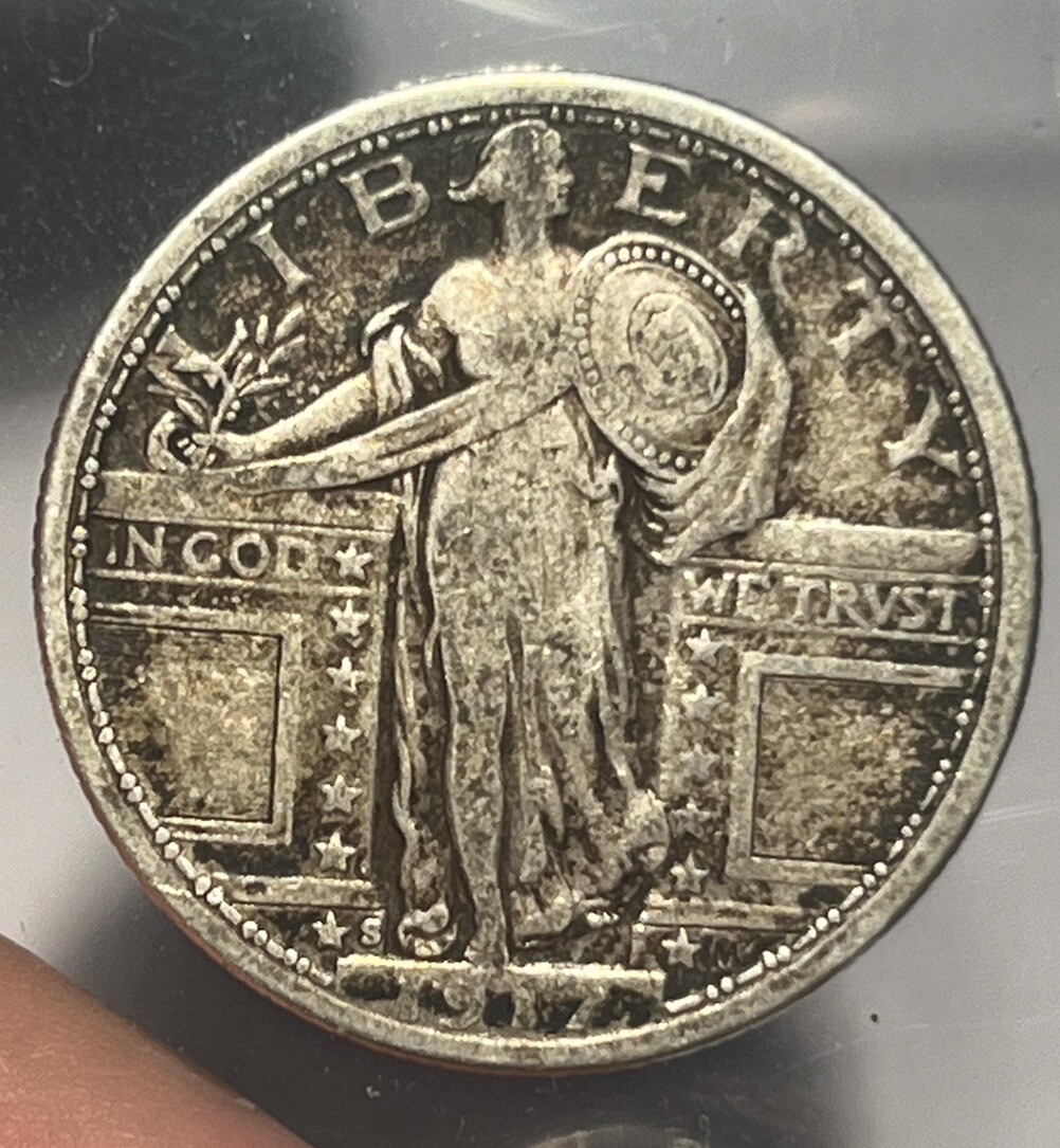 1917 S Standing Liberty Quarter Type 1 One