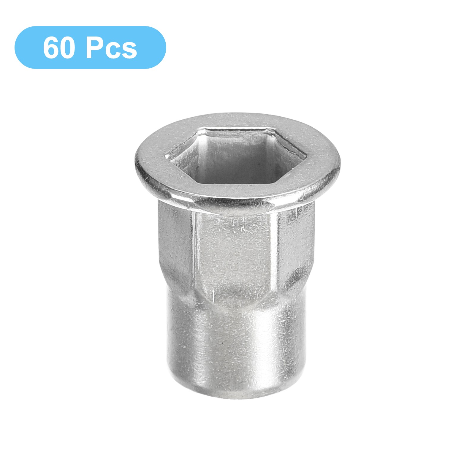 M6 Half Hex Body Rivet Nuts, 60pcs 304 Stainless Steel Threaded Insert Nuts