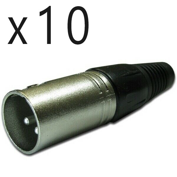 10 Pack - 3Pin XLR Male Audio Cable Connector Plug Solder Snake Mic Microphone