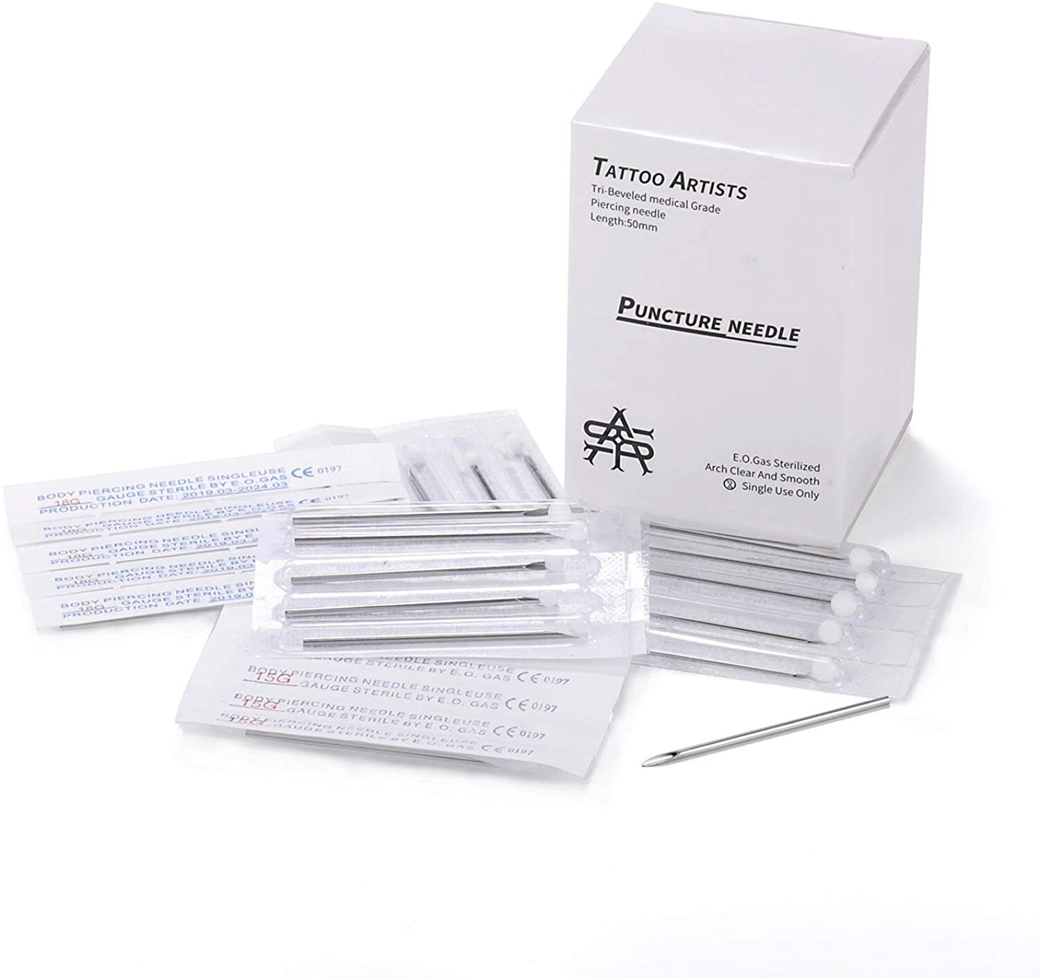100 Pcs Disposable Body Piercing Needles for Ear Navel Nose Lip Nipple Piercing