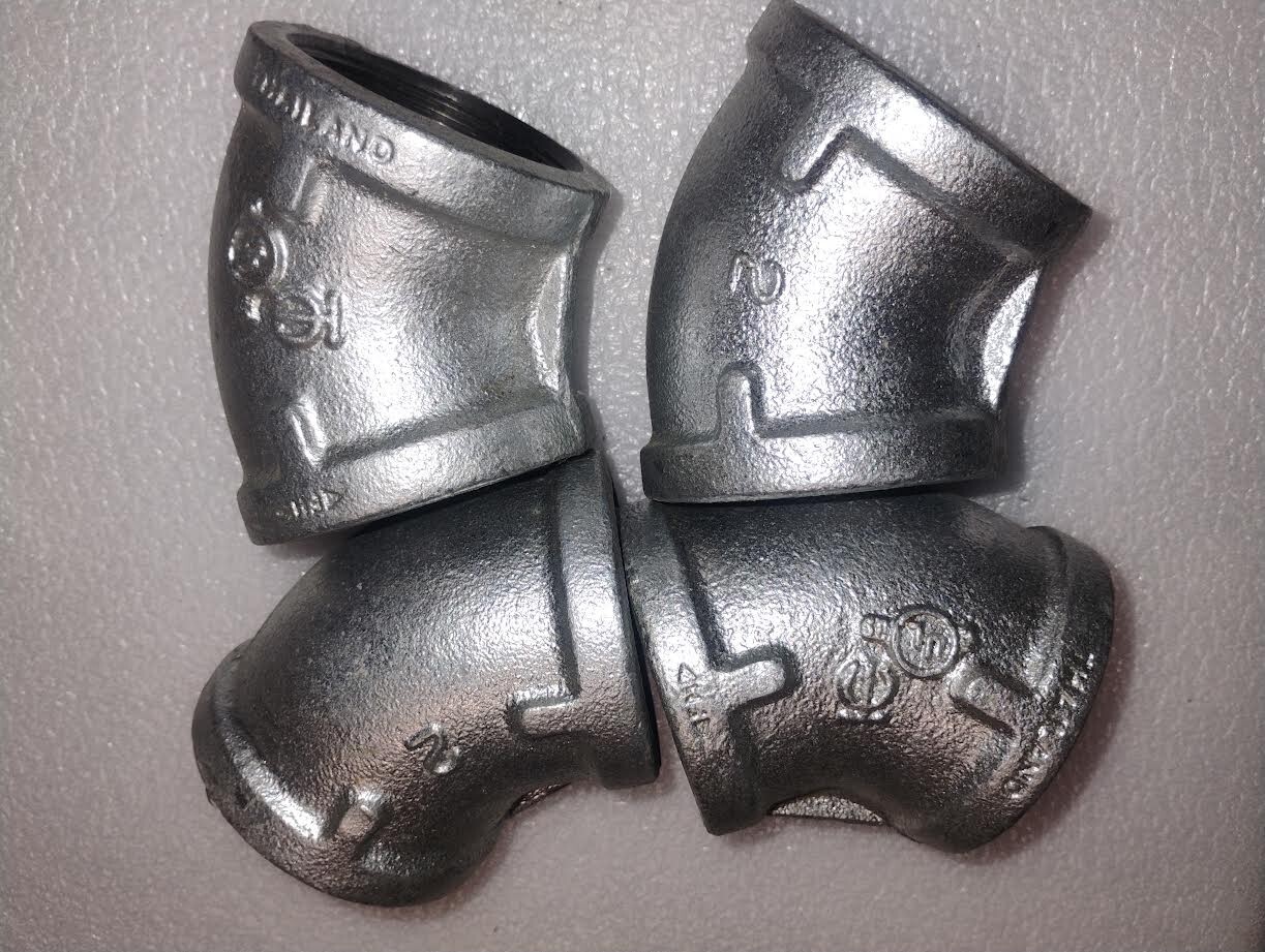 Qty 4 - 2 In. 45 Deg. Galvanized Elbow 45 degree