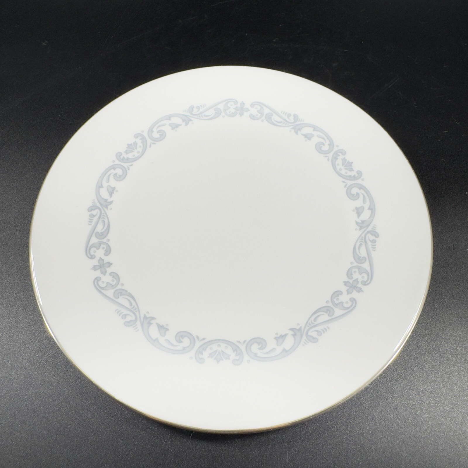 Minton Silver Scroll Pattern Round Porcelain Dish Plate Set 6 Made In England