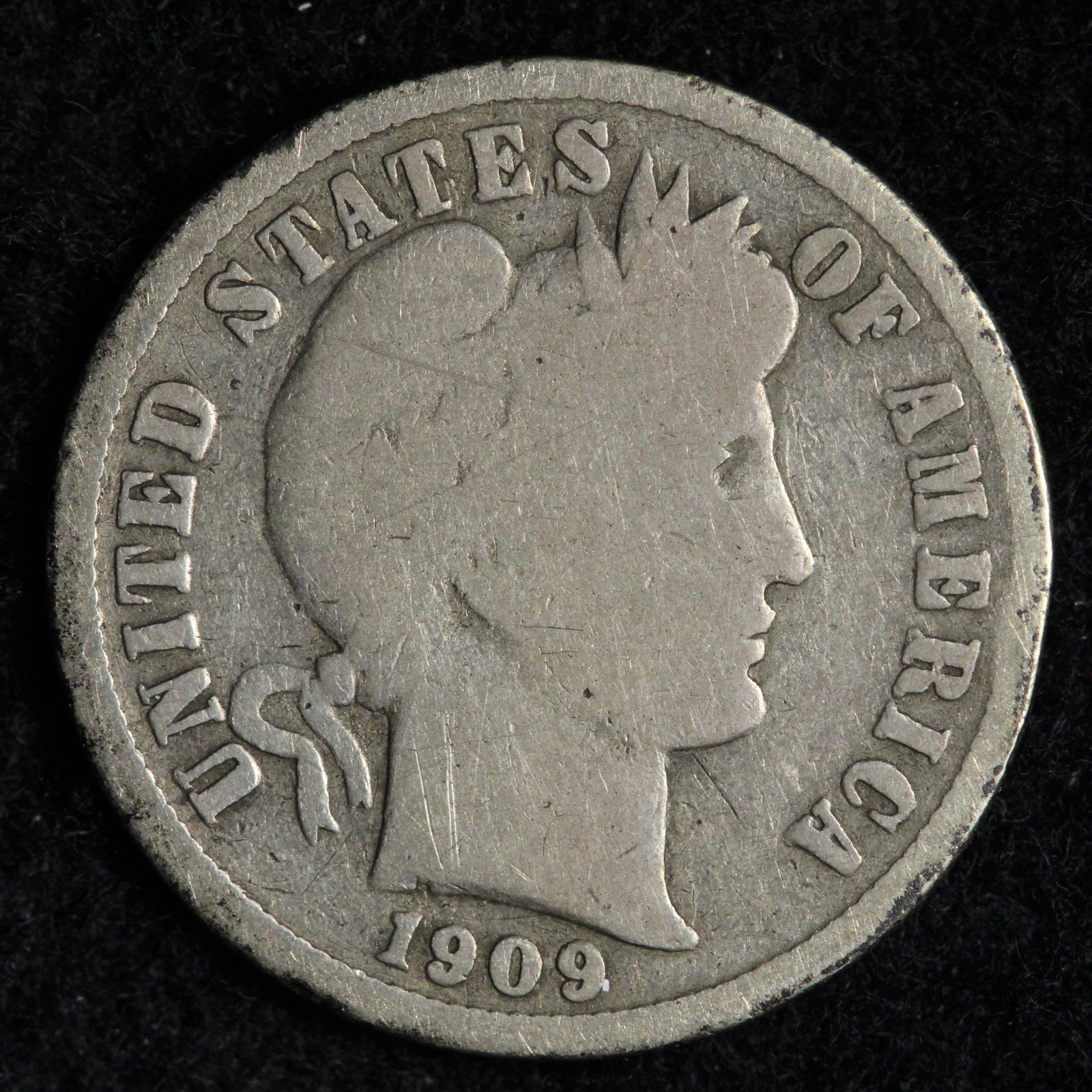 1909-S Barber Silver Dime FINE E301 VOCN