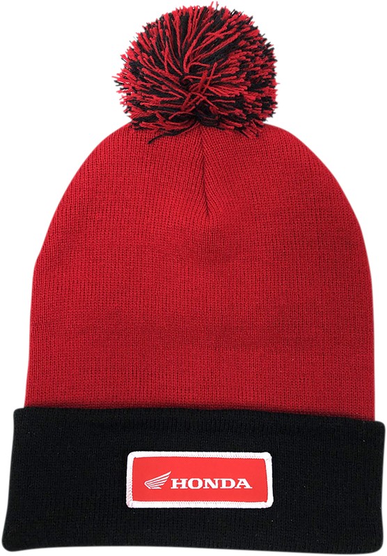 FX Honda Beanie w Pom Red Black 23-86302