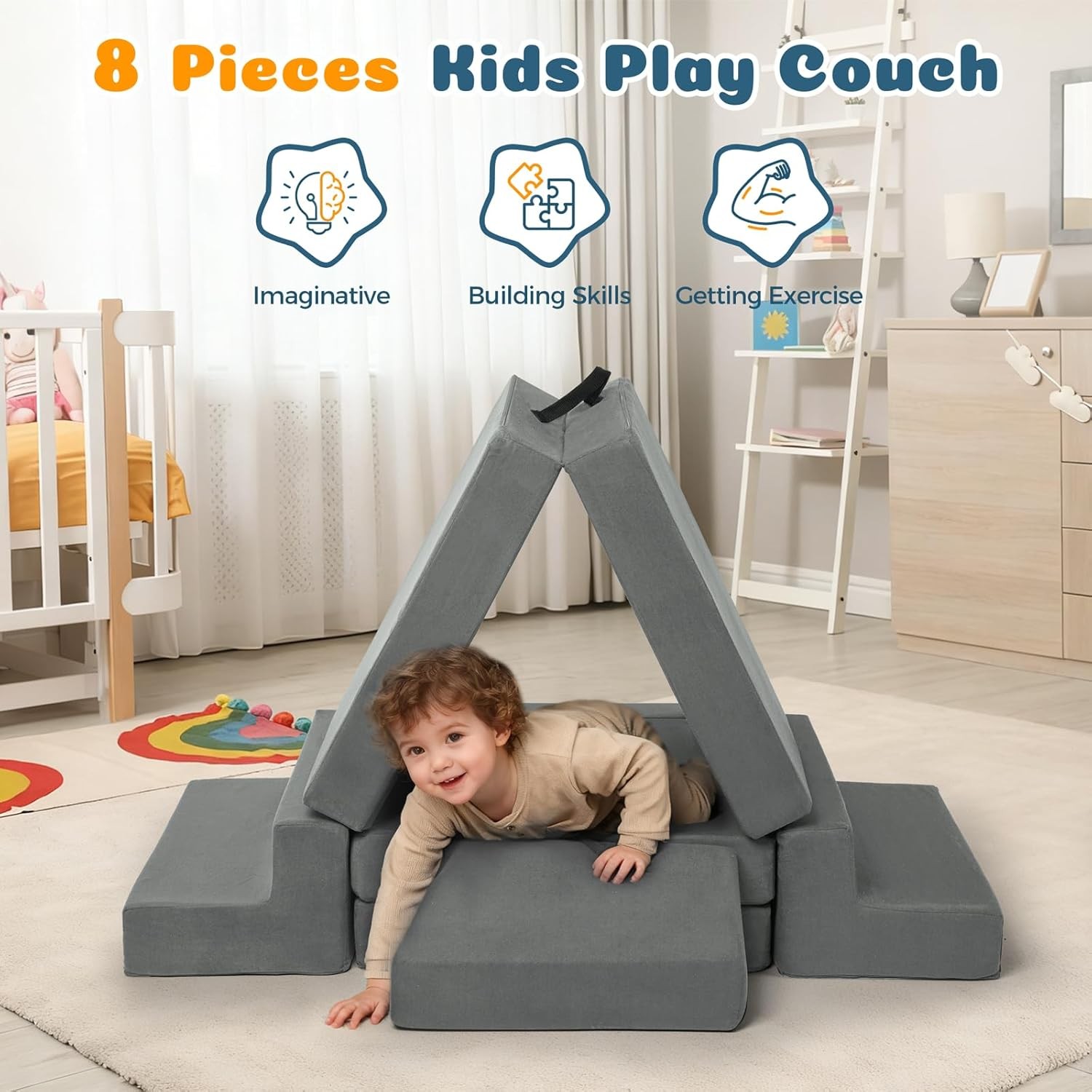 Modular Kids Play Couch Toddler Sectional Sofa Versatile Child Furniture