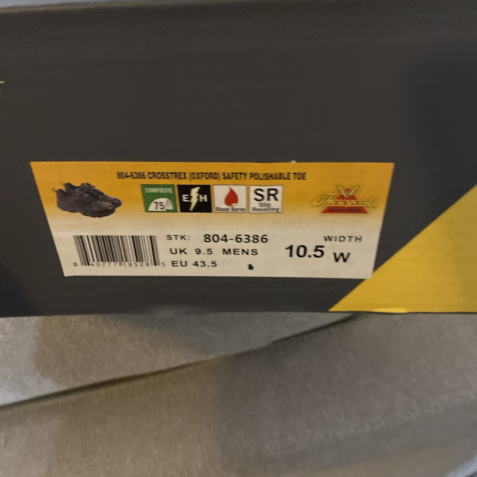 THOROGOOD 10.5 W CROSSTREX POLISH OXFORD WATERPROOF SAFETY TOE Shoes 804-6386