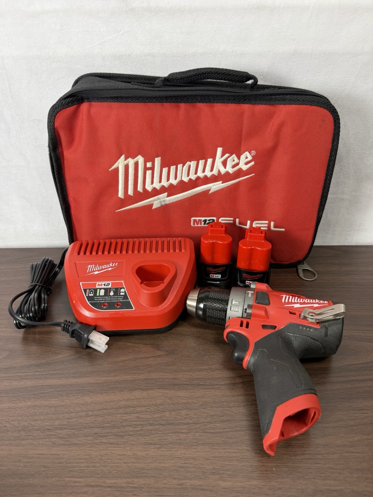 Milwaukee M12 FUEL 2504-20 Hammer Drill Driver 2 CP2.0 Batteries Charger Bag