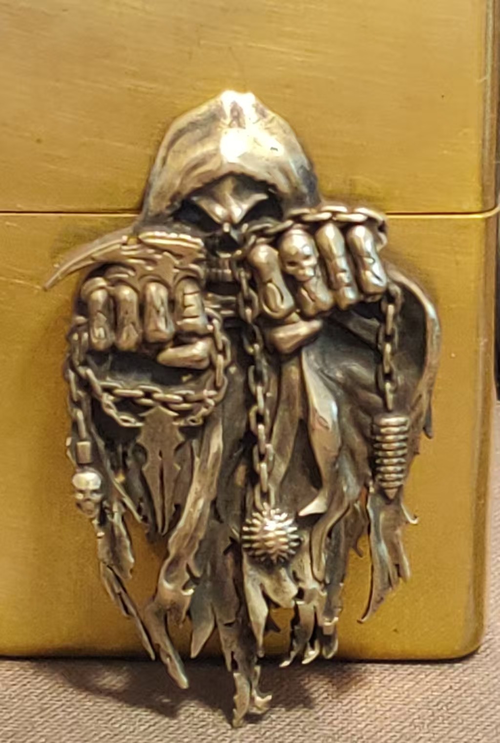 1 piece Lighter accessories Brass Dark Death Statue DIY sticker