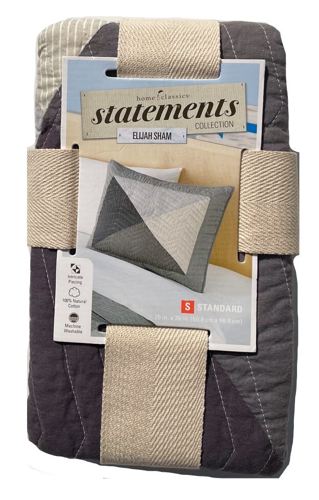 Home Classics Statements Elijah Cotton Quilted Standard Sham Grey Black White