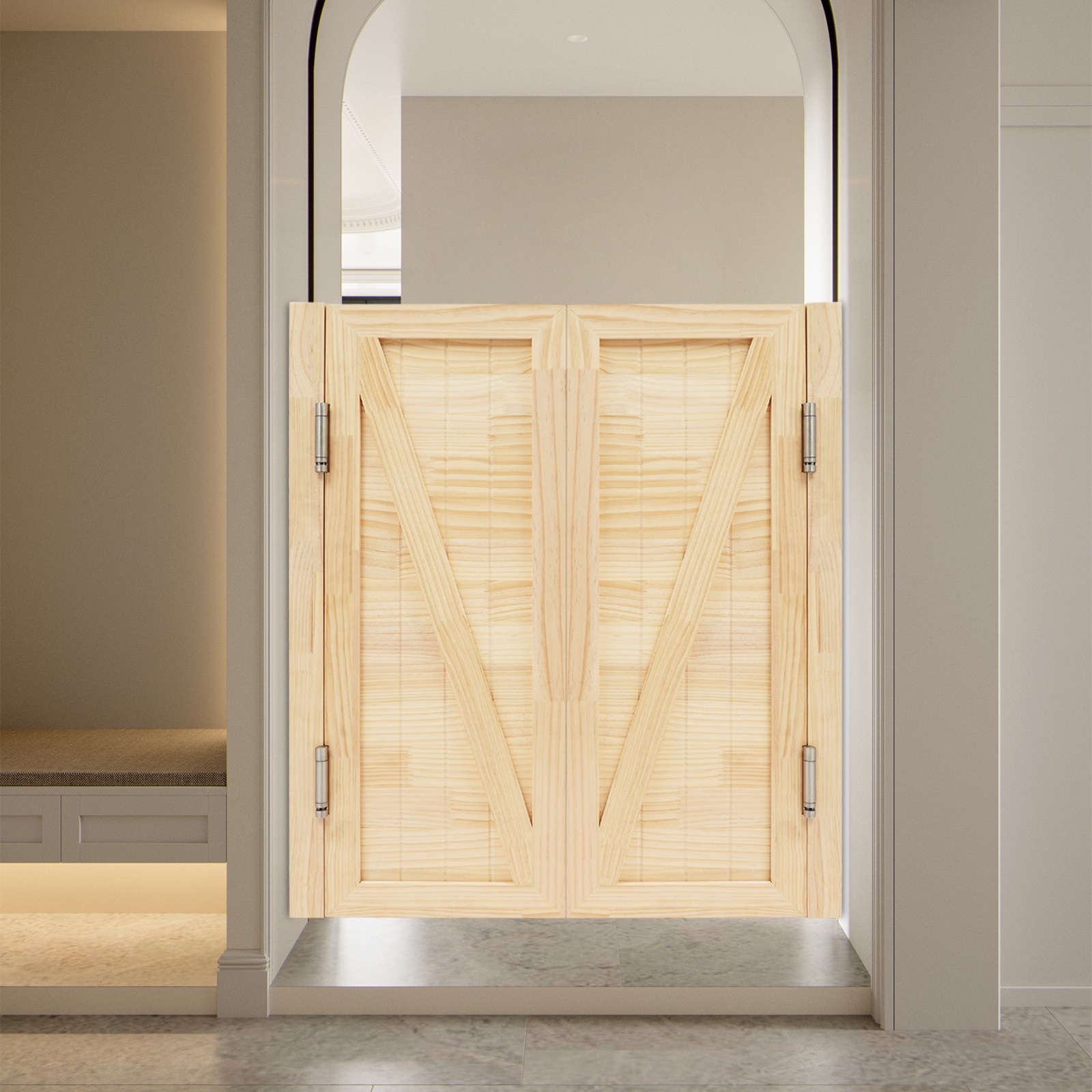 Entrance Partition Doors Solid Wood Double-Door Leaf Partition Door 80x90cm