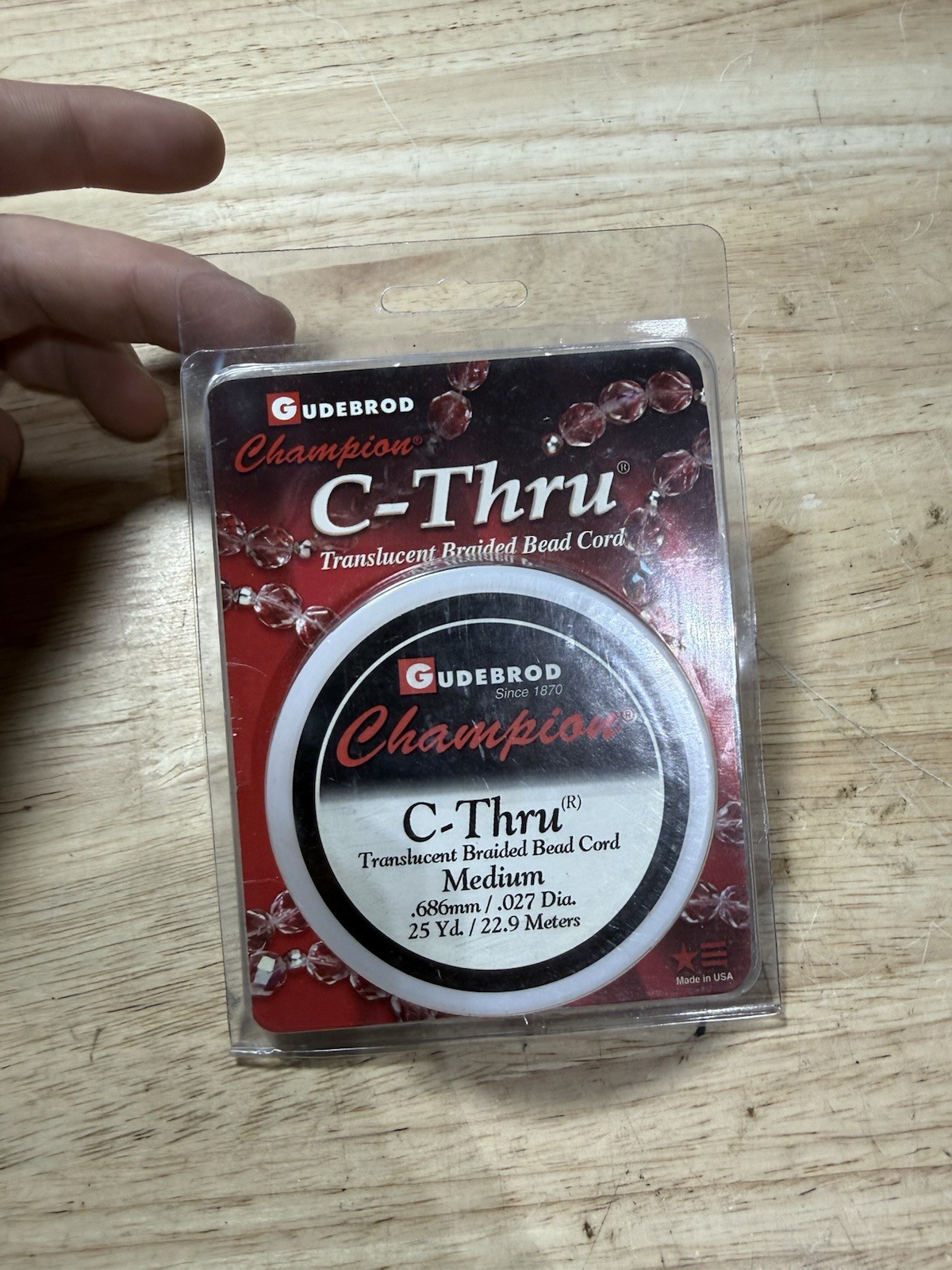 Gudebrod Champion C-Thru Translucent Braided Bead Cord Medium 25 Yds New