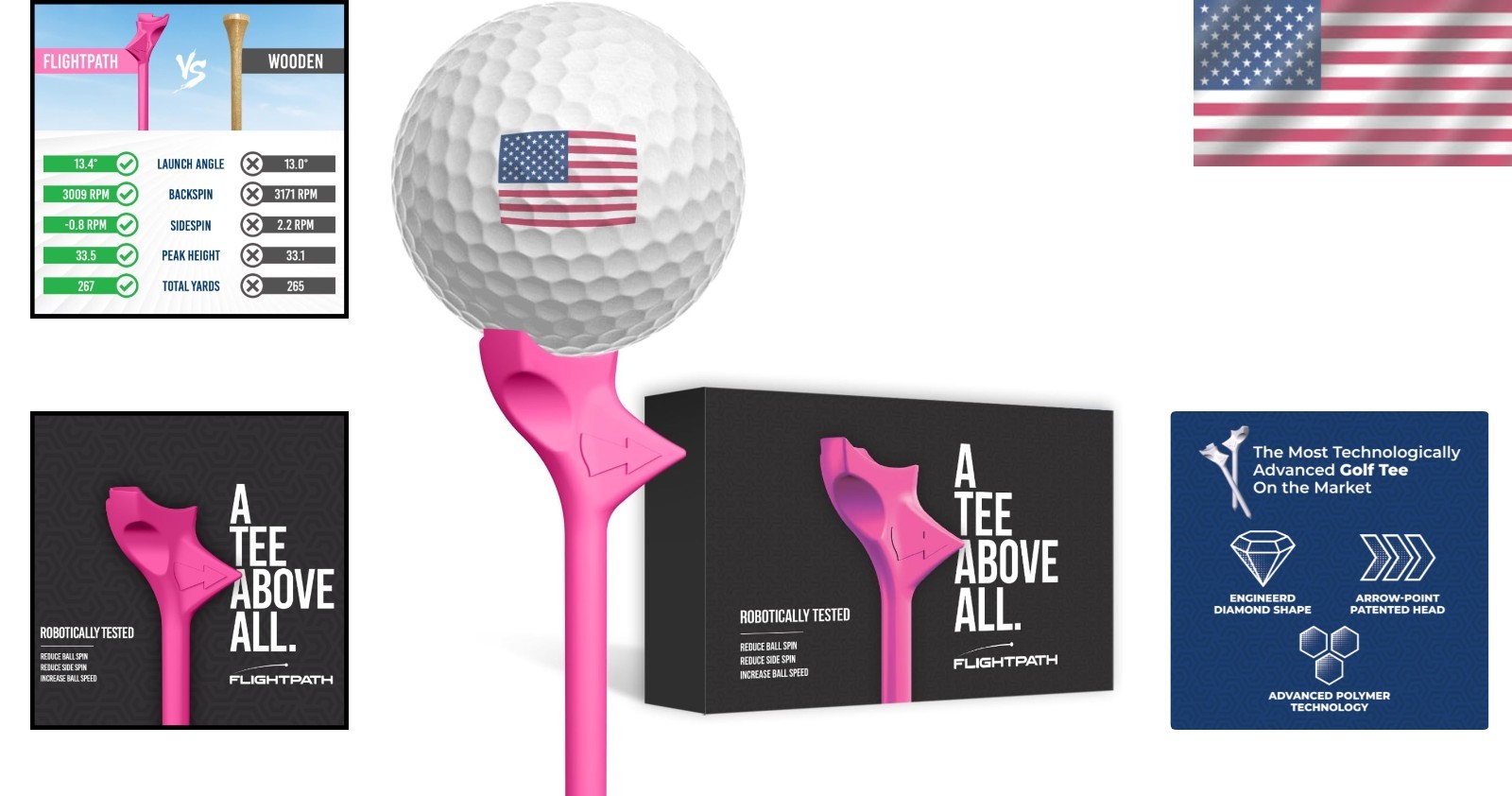 Diamond Golf Tees - Reduce Spin for Straight Drives