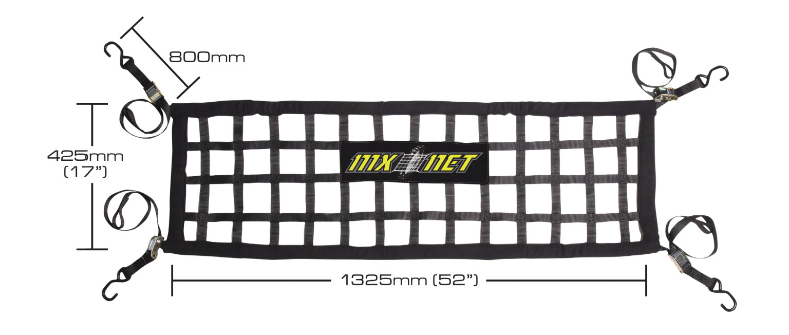MX Net Adjustable Motorcycle Cargo Net With Tiedown Hooks - Secure All Your Gear