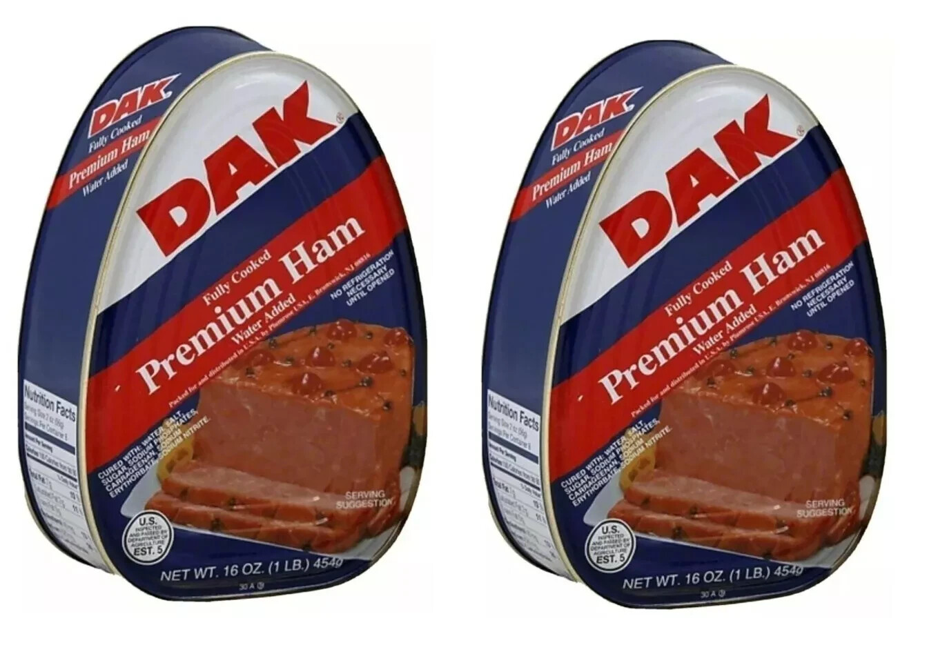 DAK Premium Ham Fully Cooked water added 2 PKS-16oz. best ham