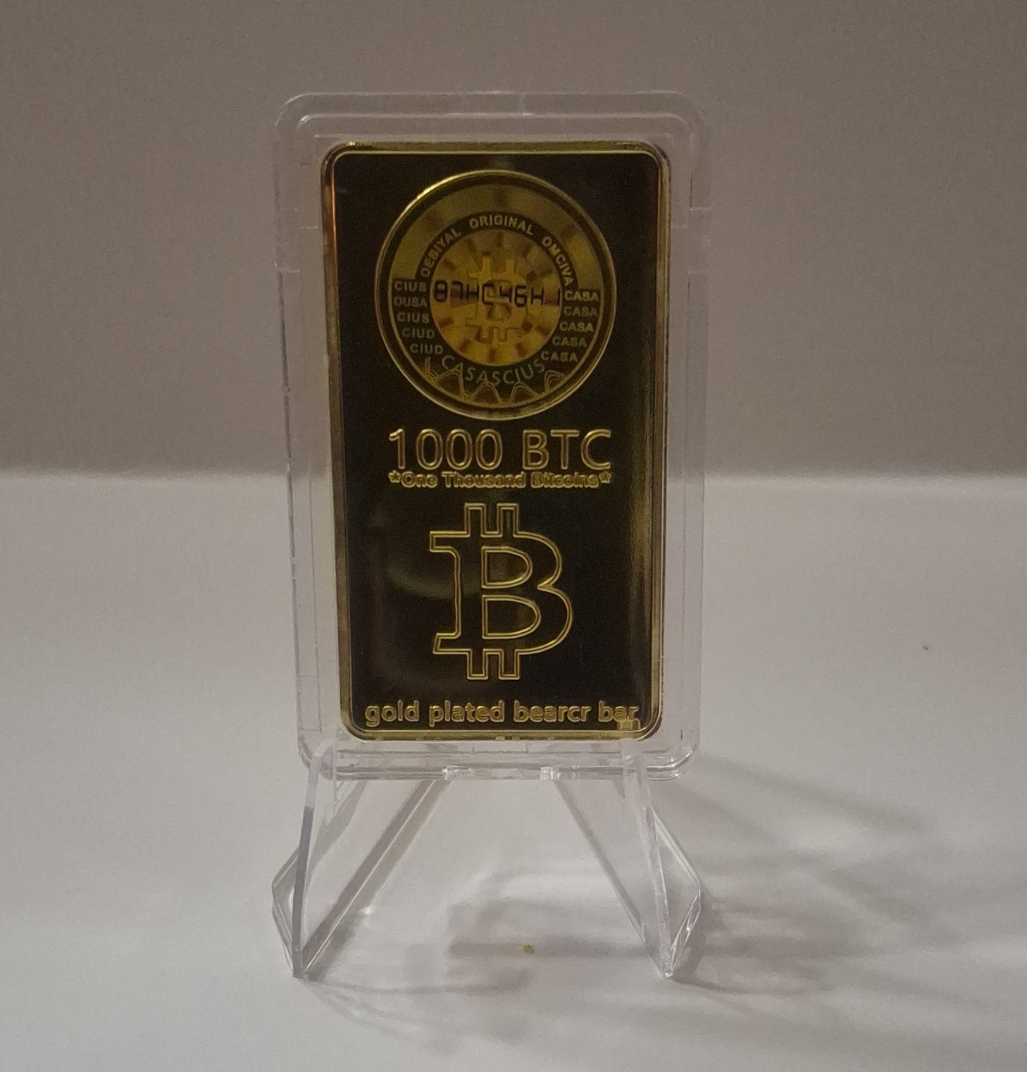 (Lot Of Two)Bitcoin 1000 BTC Gold Plated Bar  Crypto-Collectible ID # random