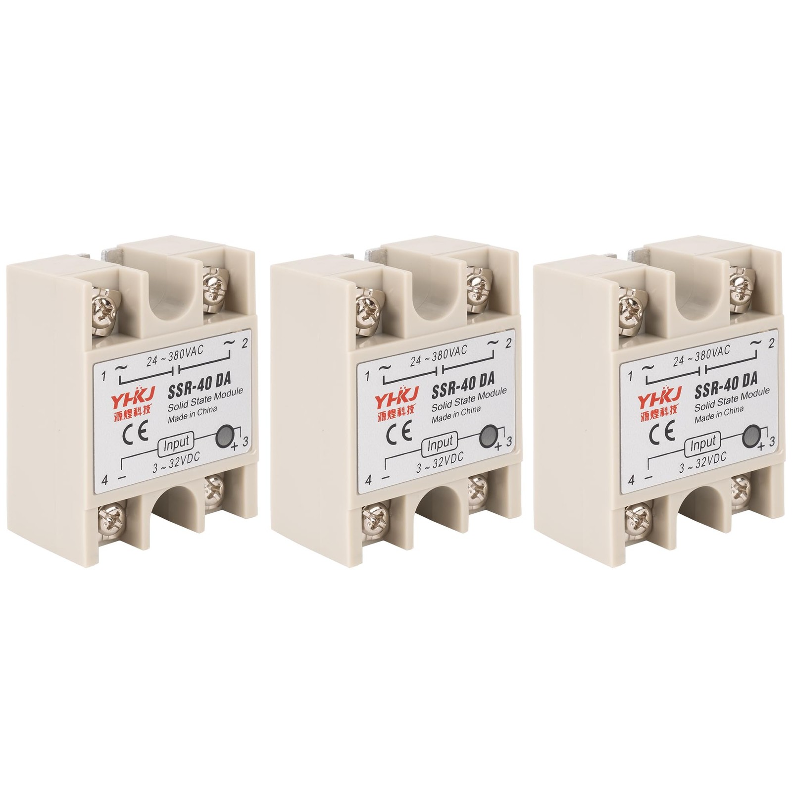 3 PCS SSR40DA Solid State Relay Module DC Input AC Output 332V to 24380V