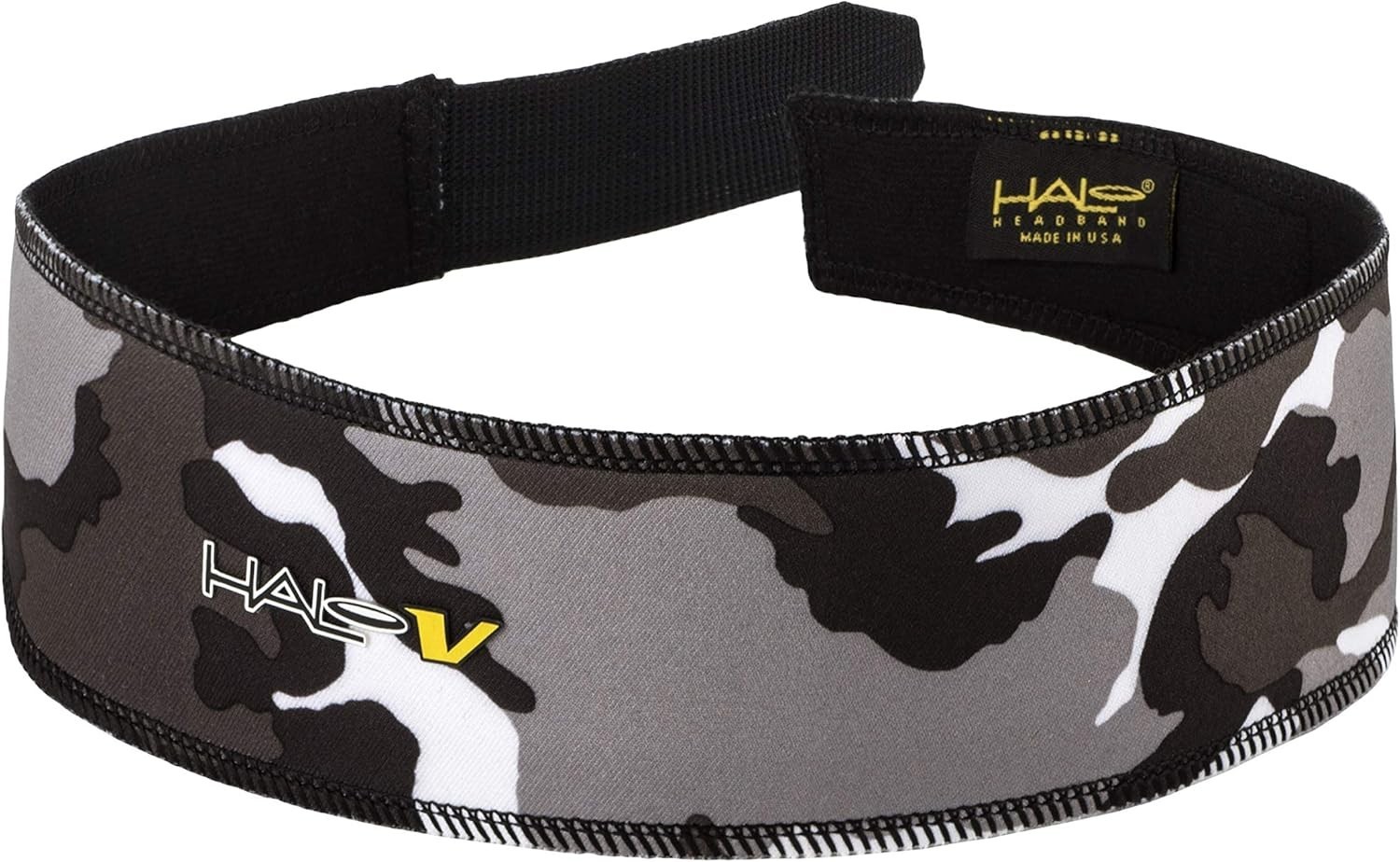 Halo Headband V Sweatband Hook and Loop - CAMO GREY - Adjustable - Made in USA