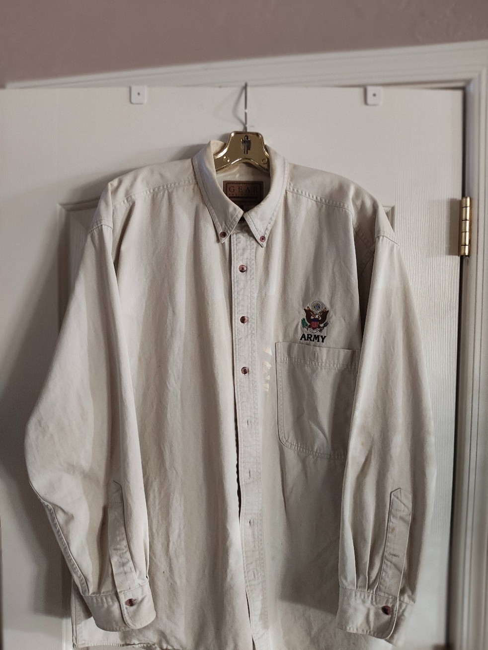 2 US ARMY Embroidered Pre-Owned Large Shirts NOMIS and GEAR Brands