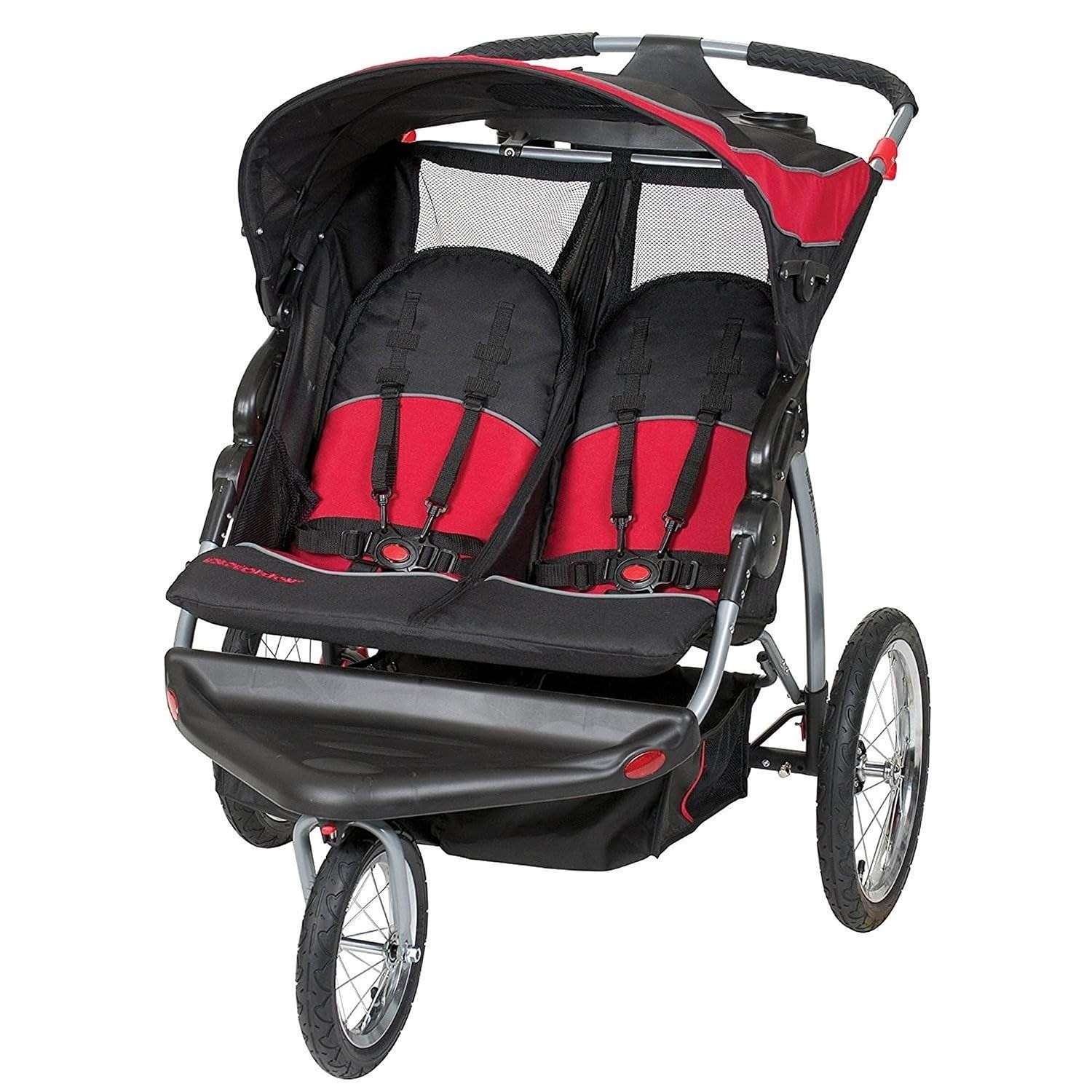 Sturdy Jogging Stroller for Two Children Lightweight with Easy Access Storage