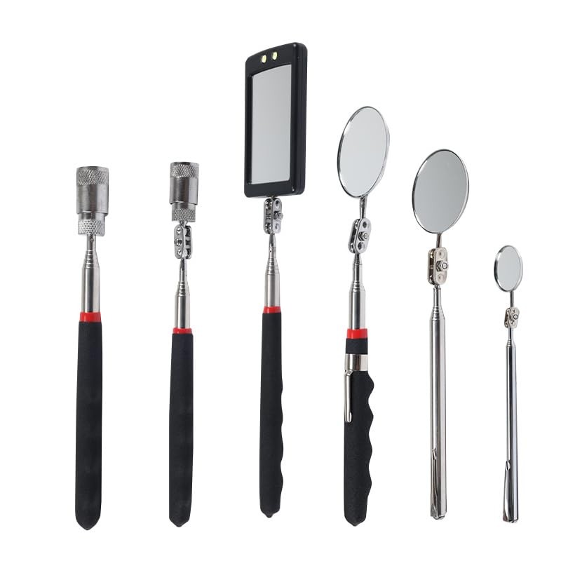 VortecSys Telescoping Magnetic Pickup Tool Set, 4Pcs Round and 6, Black