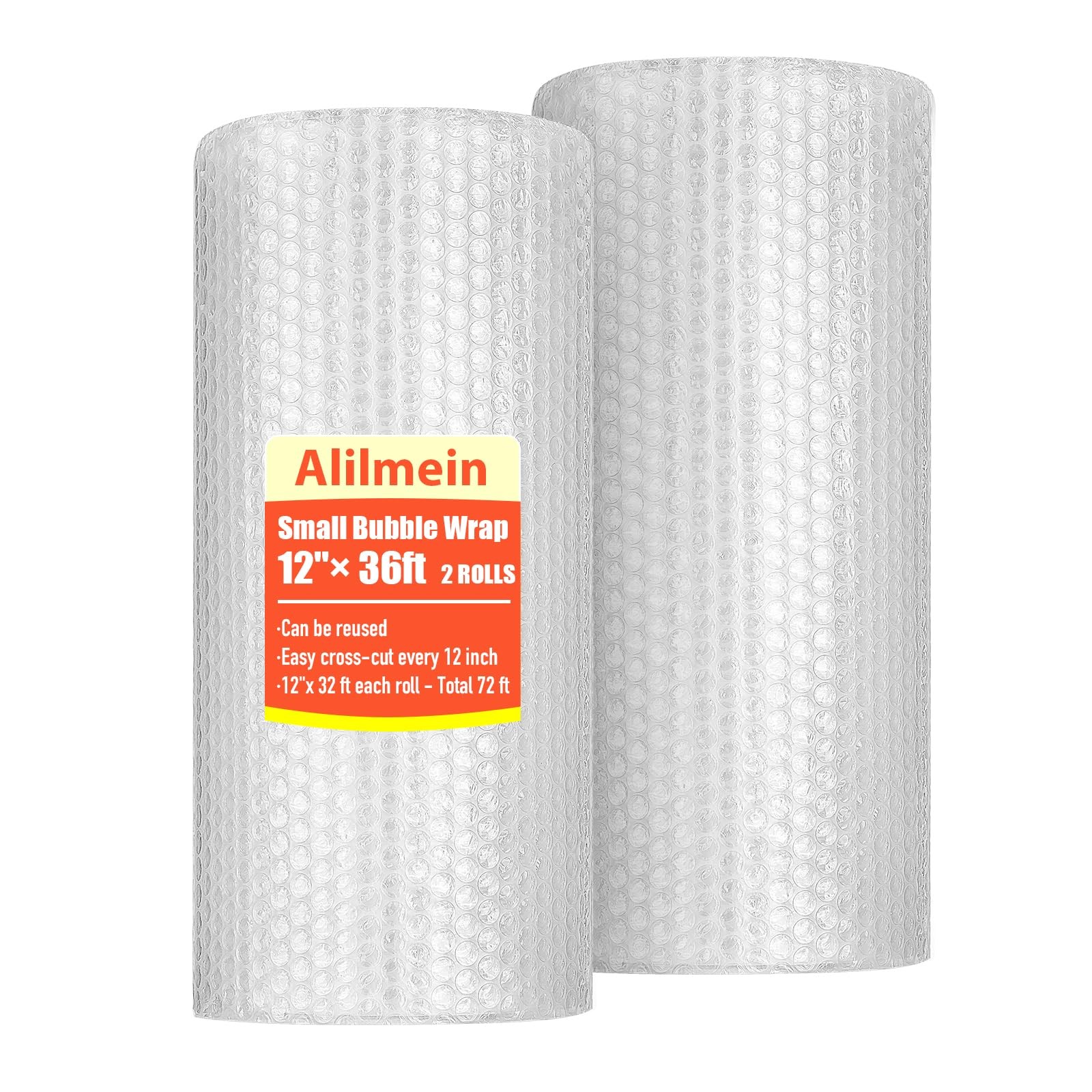 12 Inch x 72ft - 2 Pack Small Thin Bubble Cushioning Wrap for Extra Protectio...