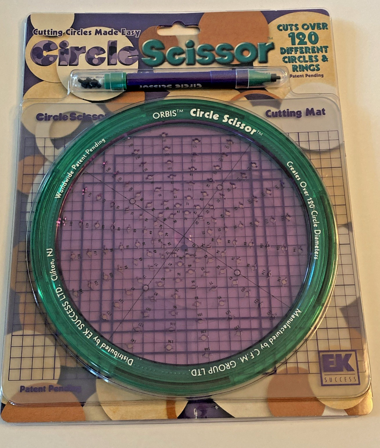 EK Success Circle Scissors w/Cutting Mat, Rotating Disc, Pen Blade