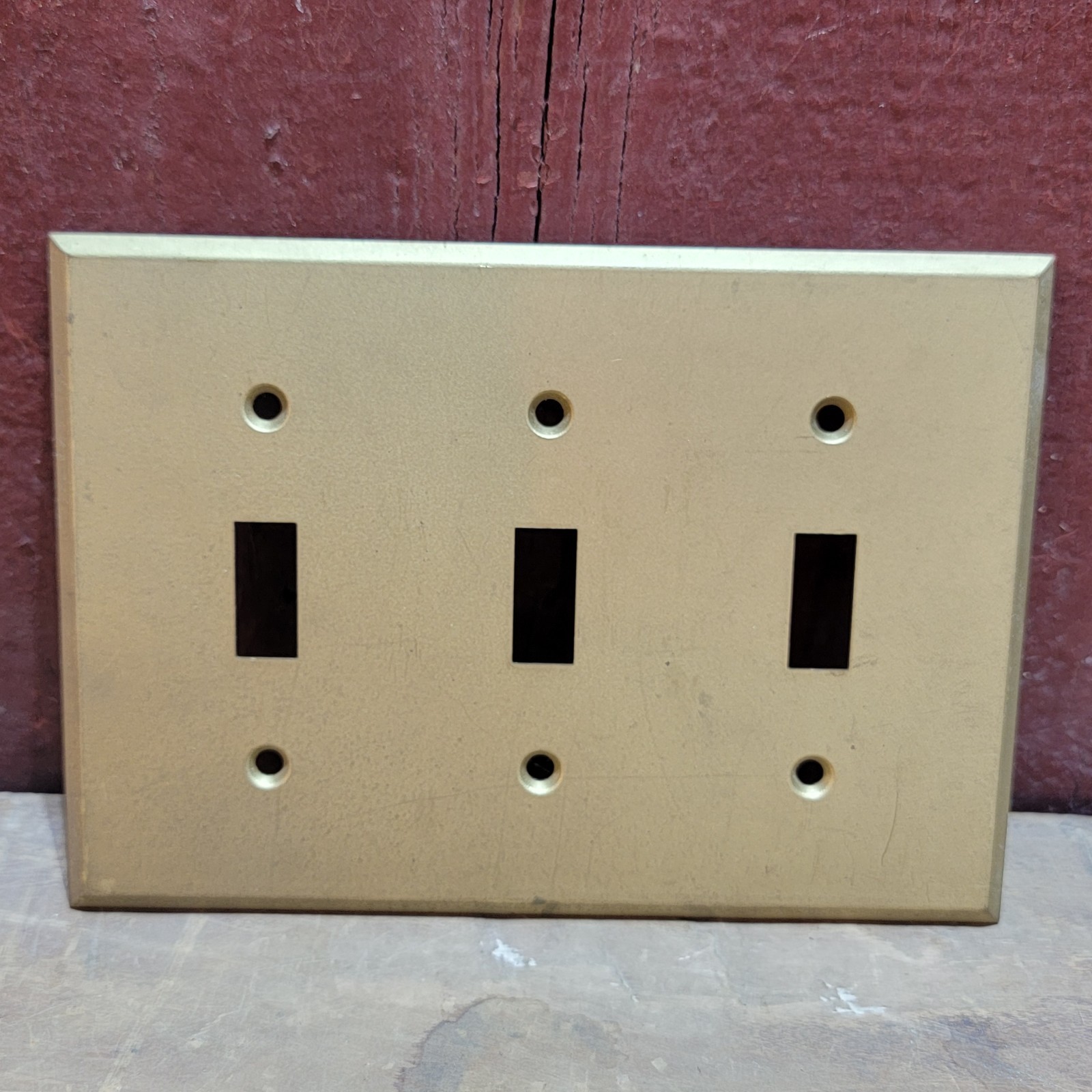 Rare Antique Arrow Electric 3 Gang Cover Plate Normal Switch Switches Brass NOS
