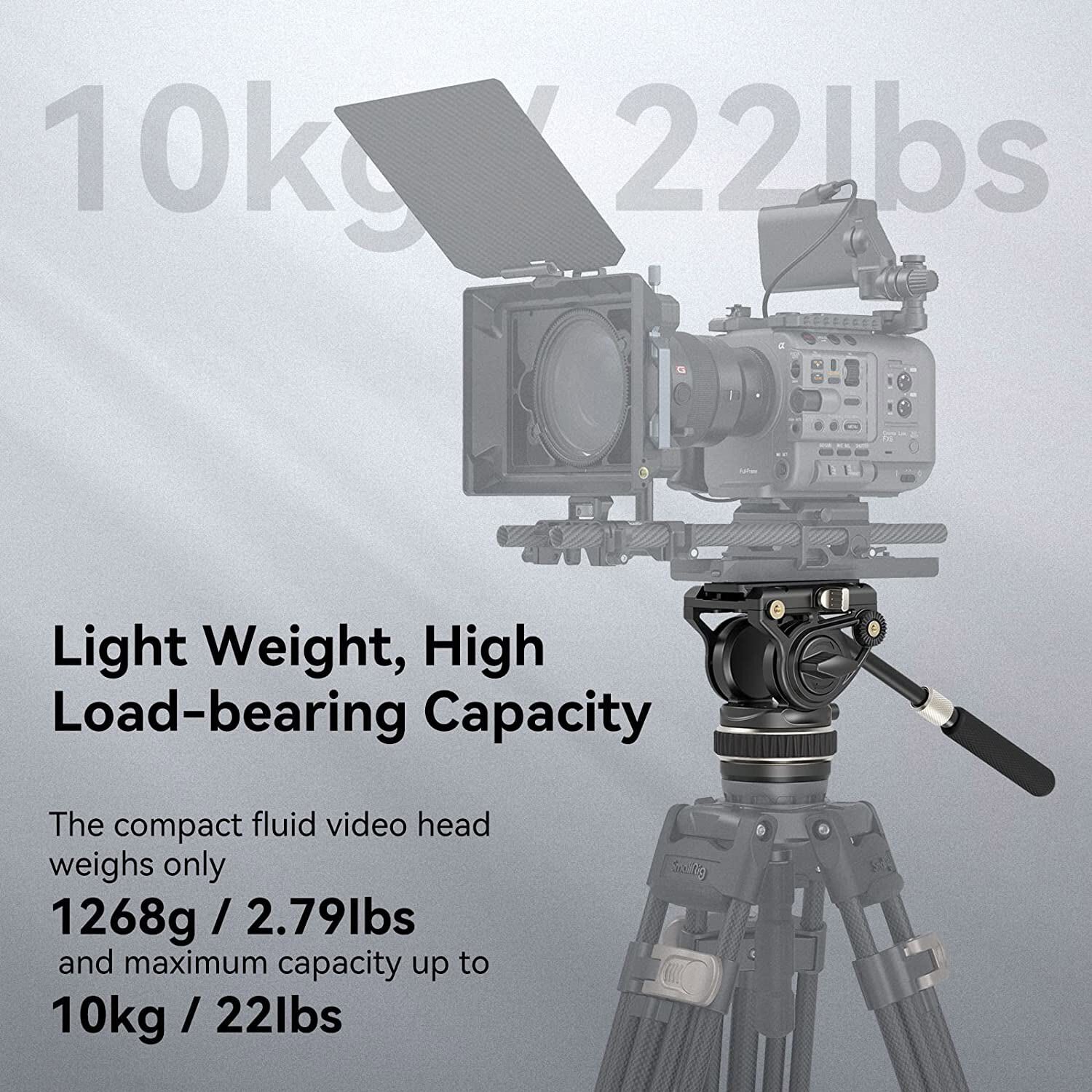 SmallRig DH10 Heavy Duty Tripod Fluid Video Head w/ Flat Base &Adjustable Handle