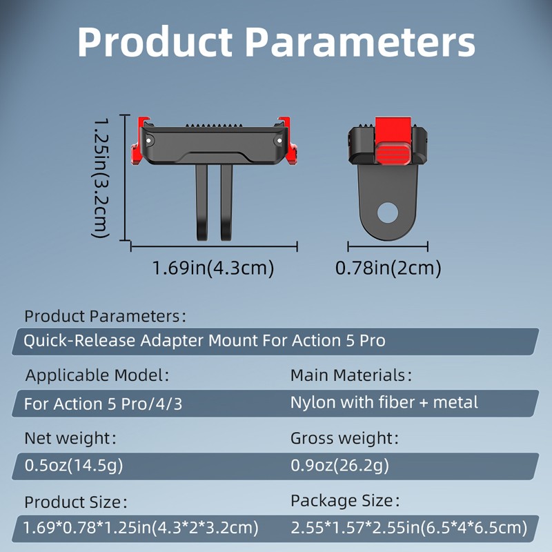 Mount Adapter For DJI Osmo Action 5 Pro 5 4 3 Camera Quick Release Accessories
