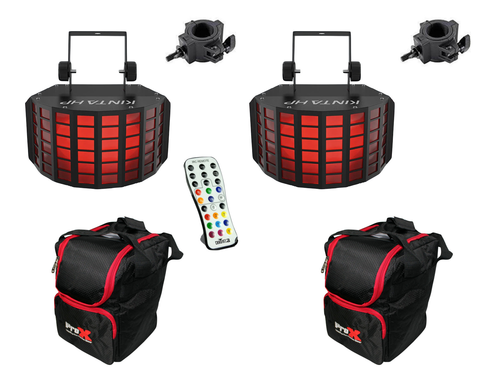2 Chauvet DJ Kinta HPs with O-Clamps & Carry Bags FREE IRC6