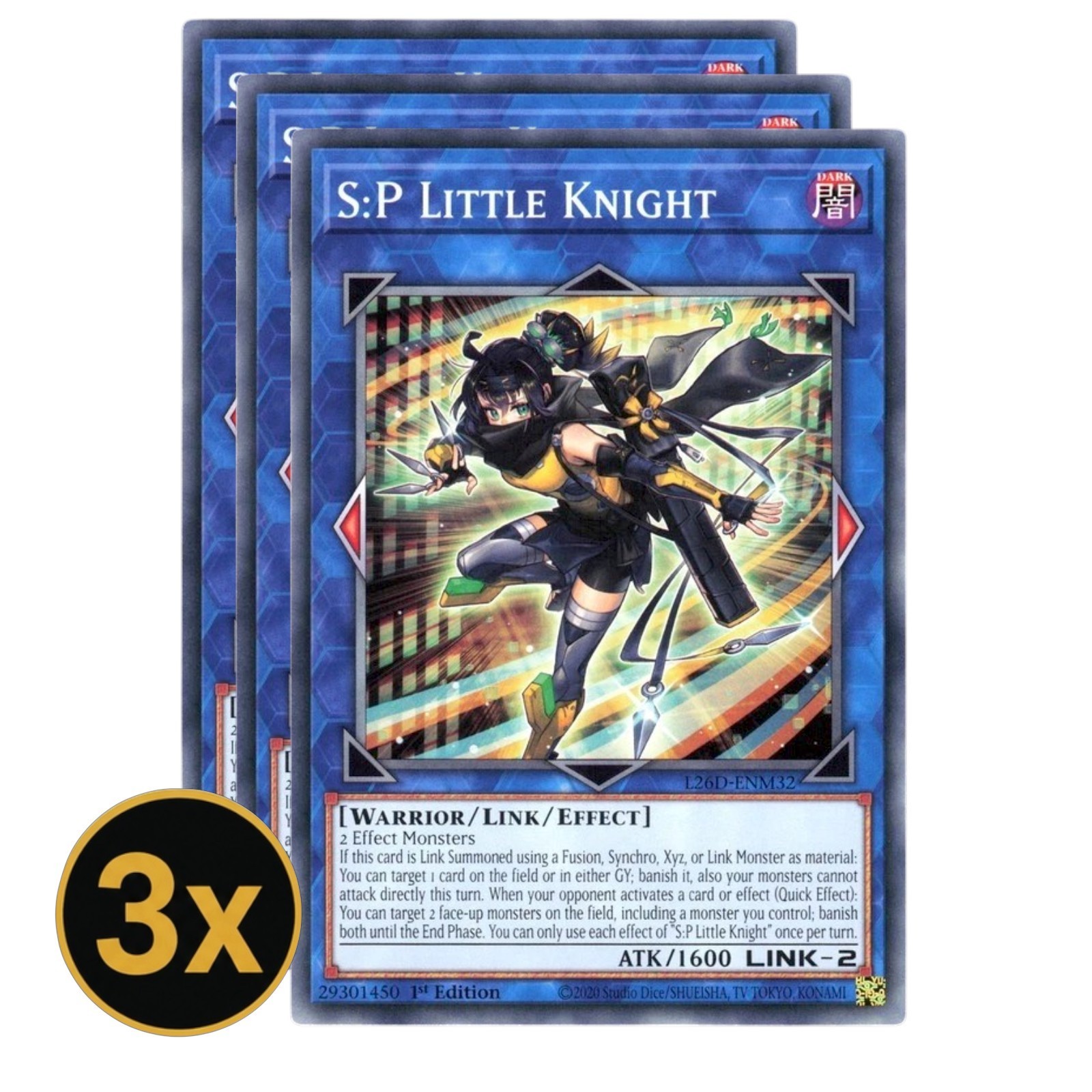 3x S:P Little Knight L26D Yugioh Playset NM #L26D-ENM32