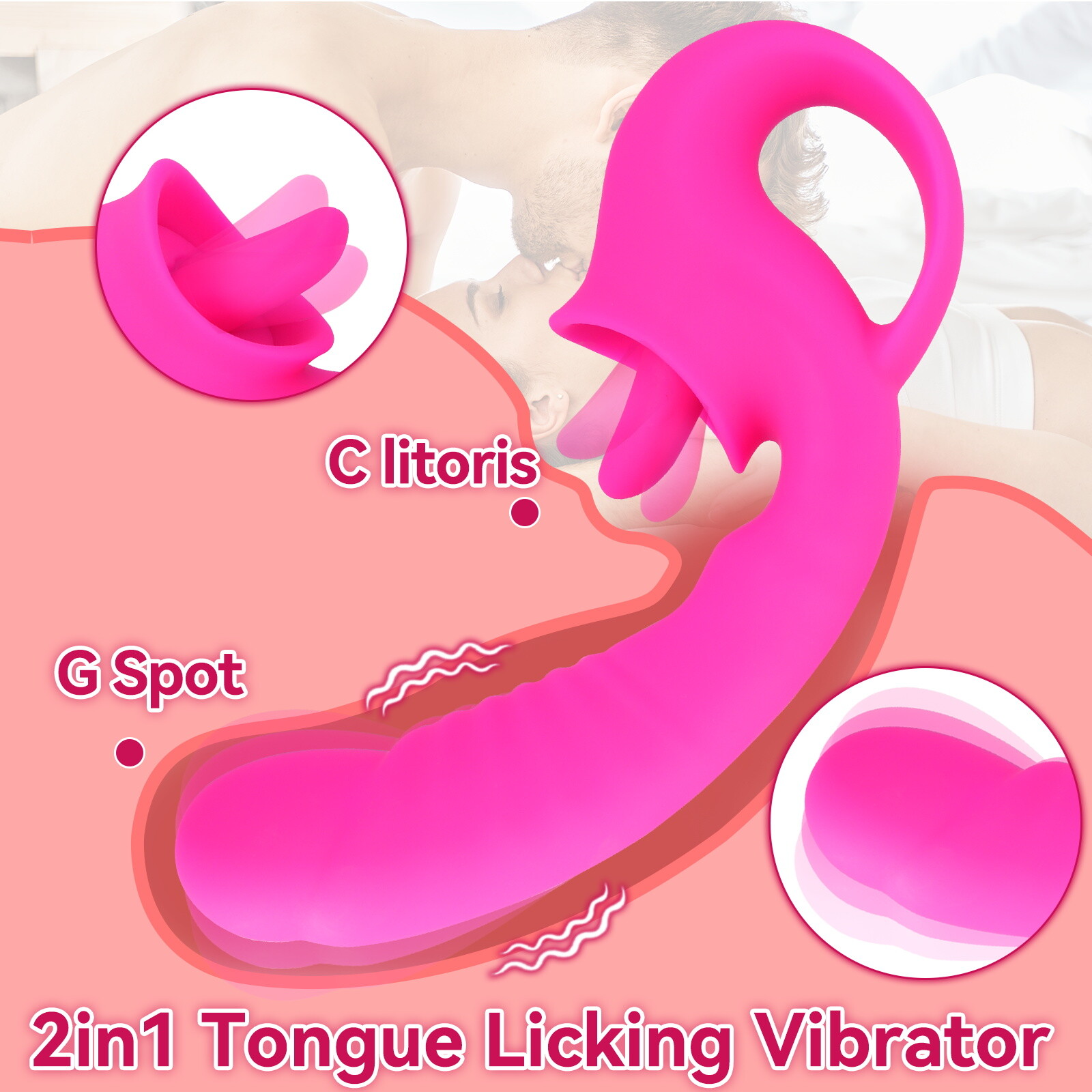 Licking Tongue Vibrator Clit Dildo G-spot Massager Oral Sex-Toy for Women Couple