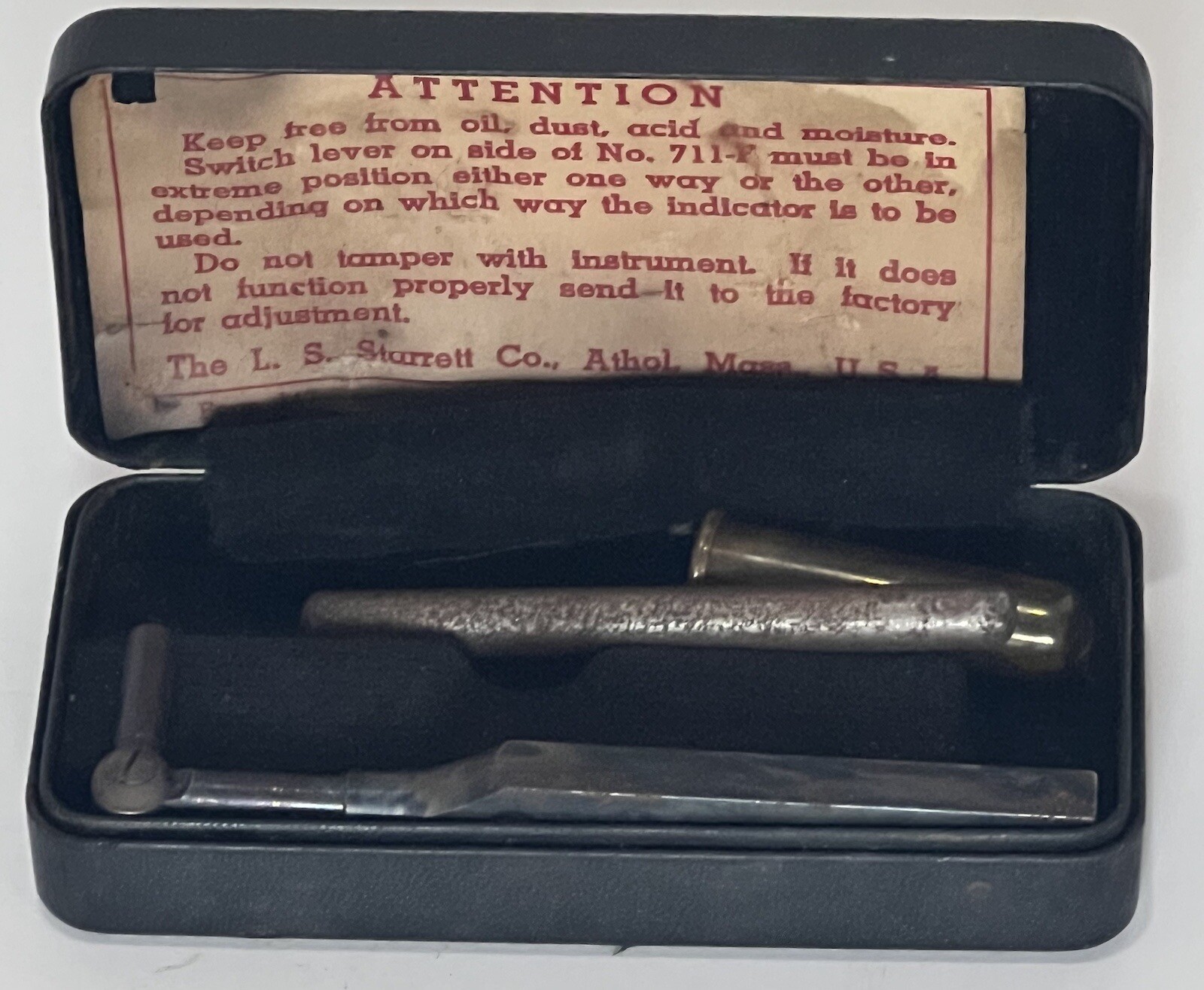 Vintage Starrett 711-F Last Word Universal Trust Indicator Shank Form 147