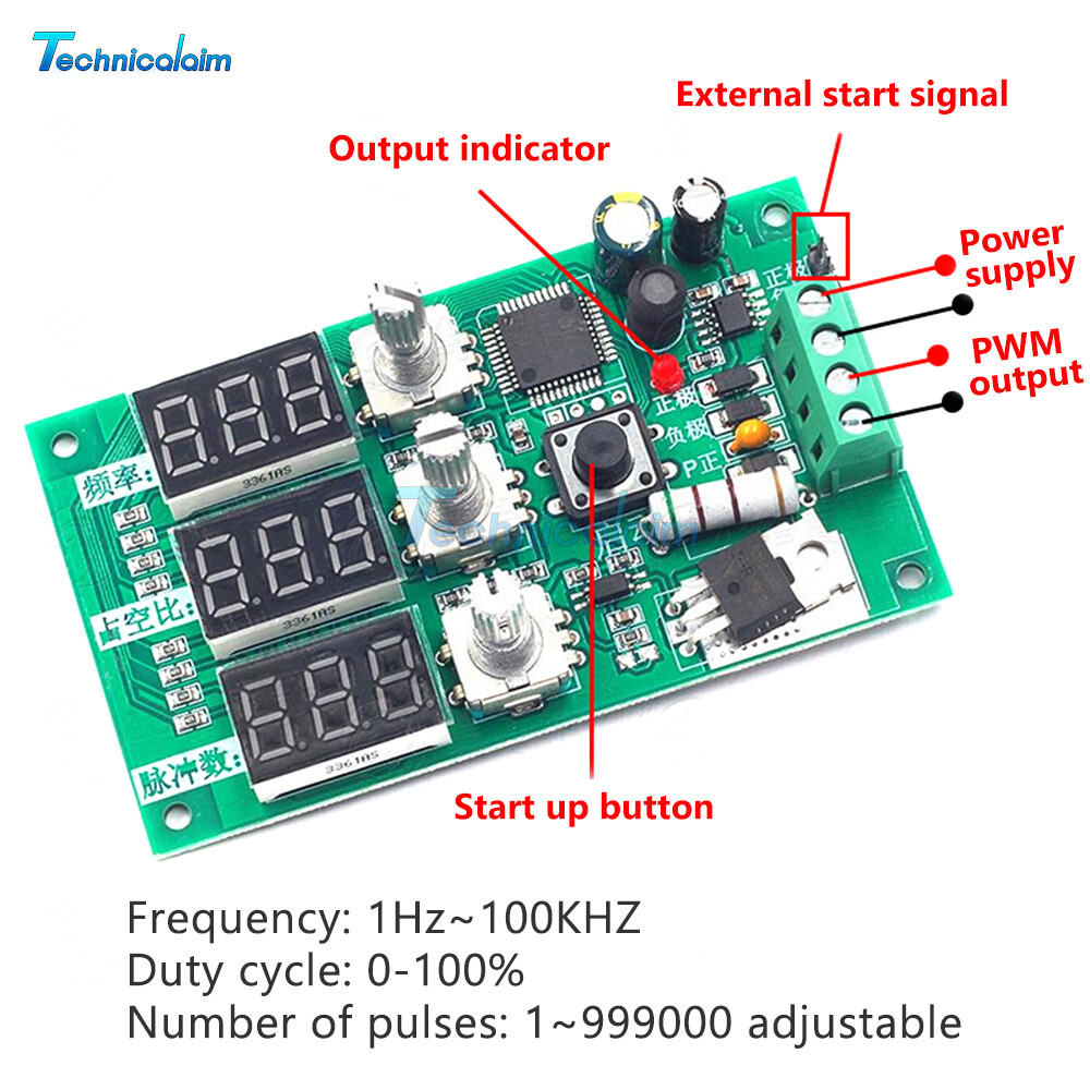 Adjustable Pulse Number Frequency Duty Cycle PWM Dimming Speed Control Board-