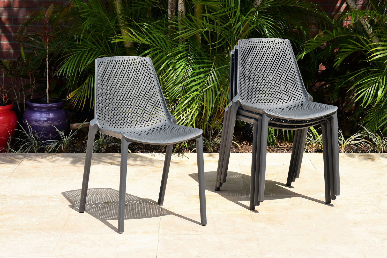 Amazonia Blois 2-Piece Outdoor Dining Chairs | Eucalyptus | Gray Chairs