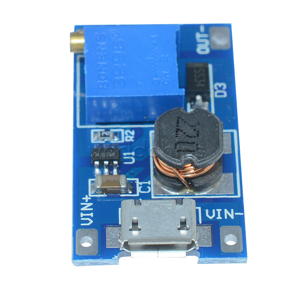 2A Step-up Board MT3608 2V-24V Input DC Boost Converter Module Micro USB/Type-C