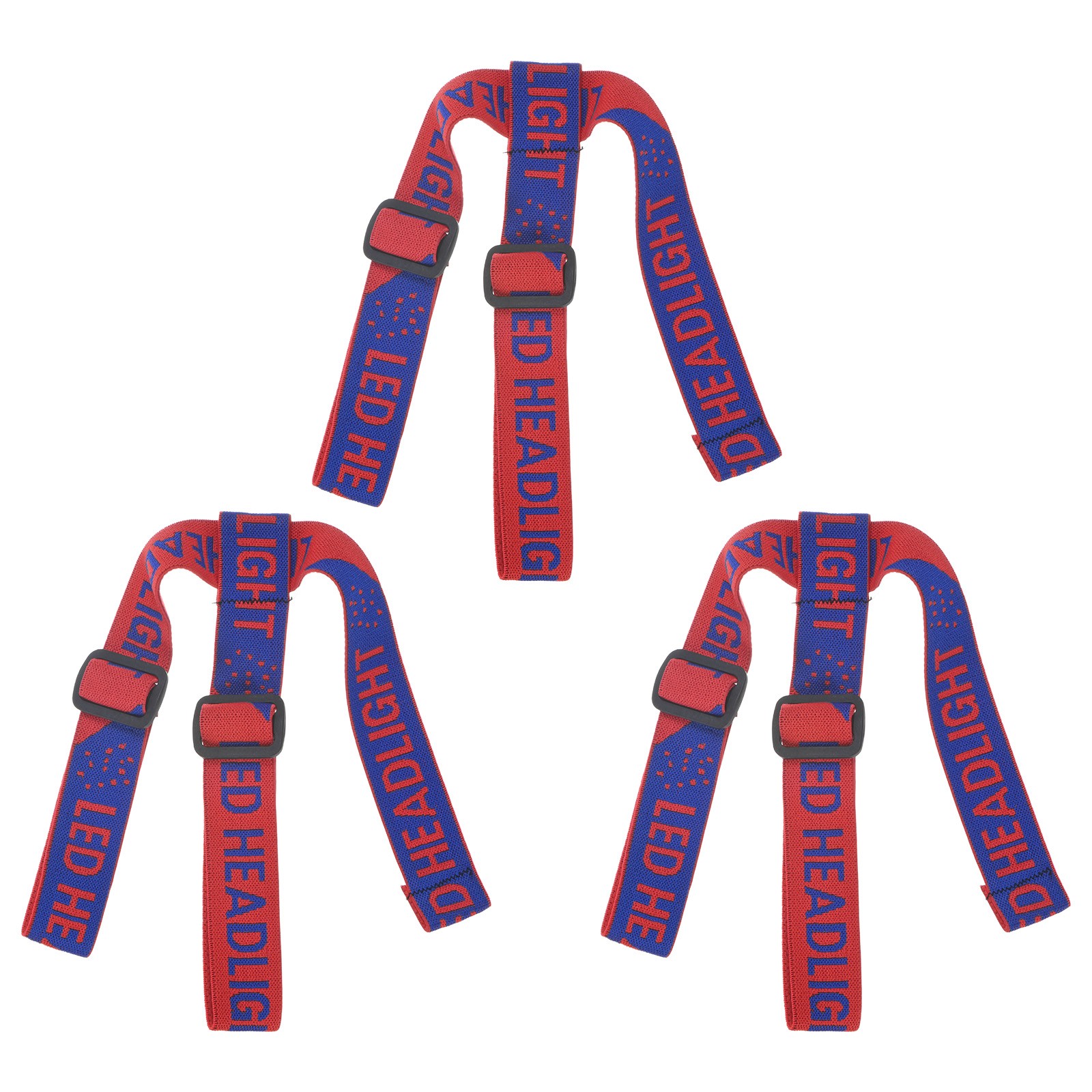 3-Pack Headlamp Strap Replacement Headband, High Elastic for Camping, Red Blue