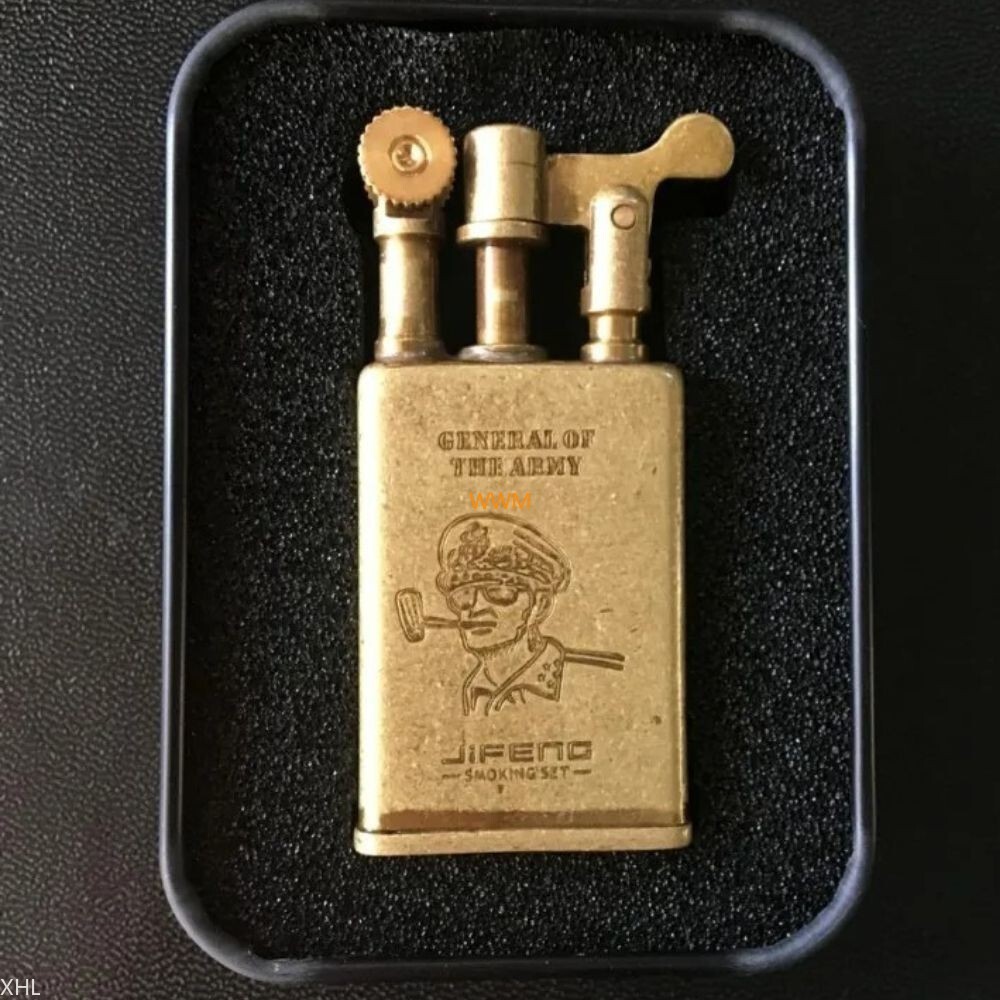 World War II Retro Brass Trench Kerosene Lighter Wheel Ignition Vintage