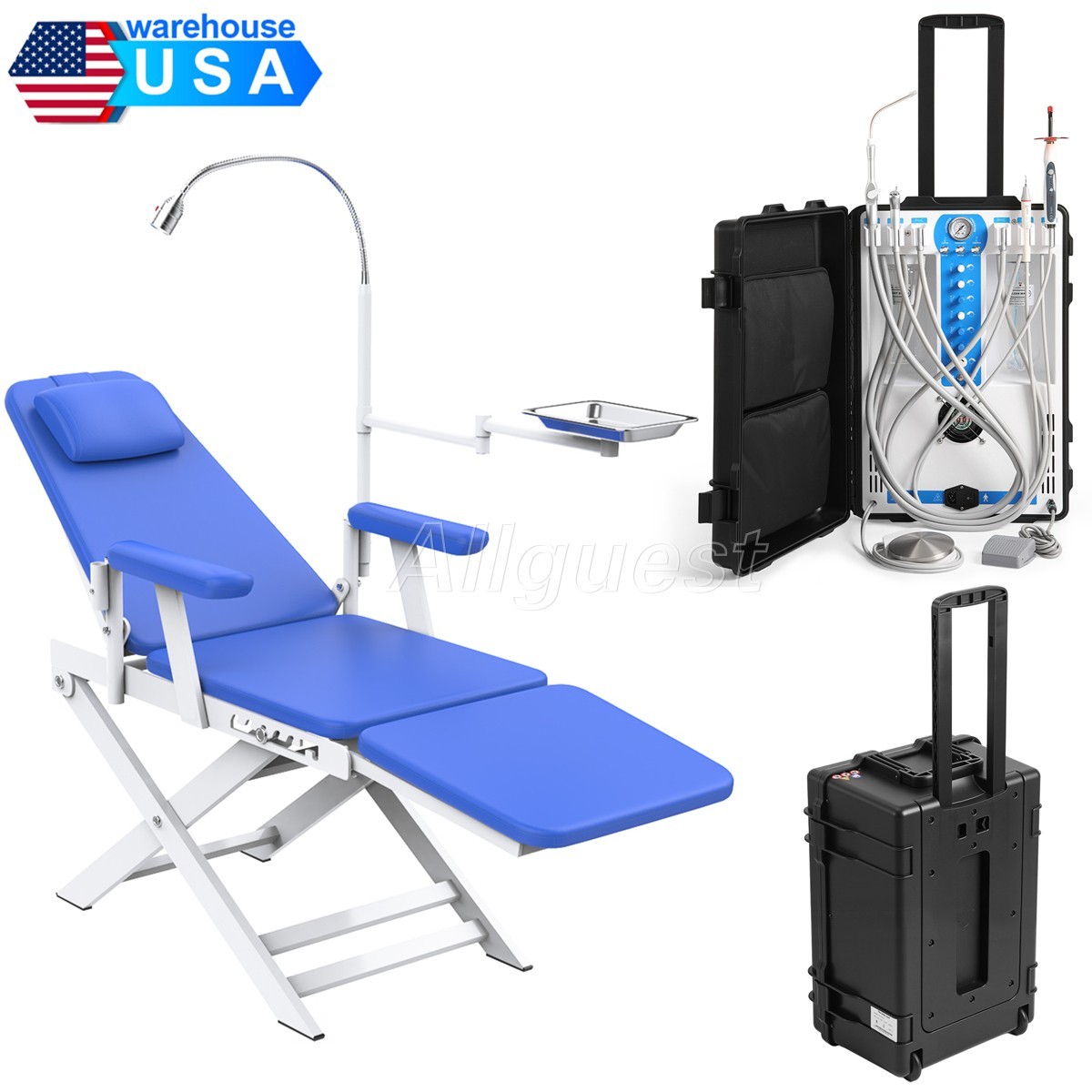 Portable Mobile Dental Delivery Unit Air Compressor Suction Scaler Cart/Chair