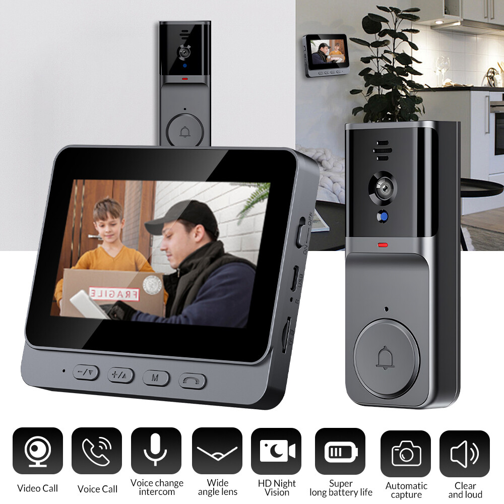 2.4G Wireless Smart 4.3" IPS Screen Intercom Video Doorbell Camera Monitor Home~