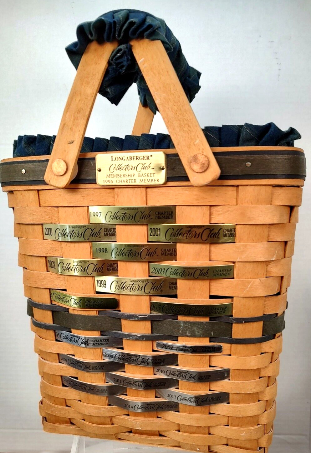 Longaberger 1996 Collectors Membership Charter Member Plaques 1996-1014 Basket