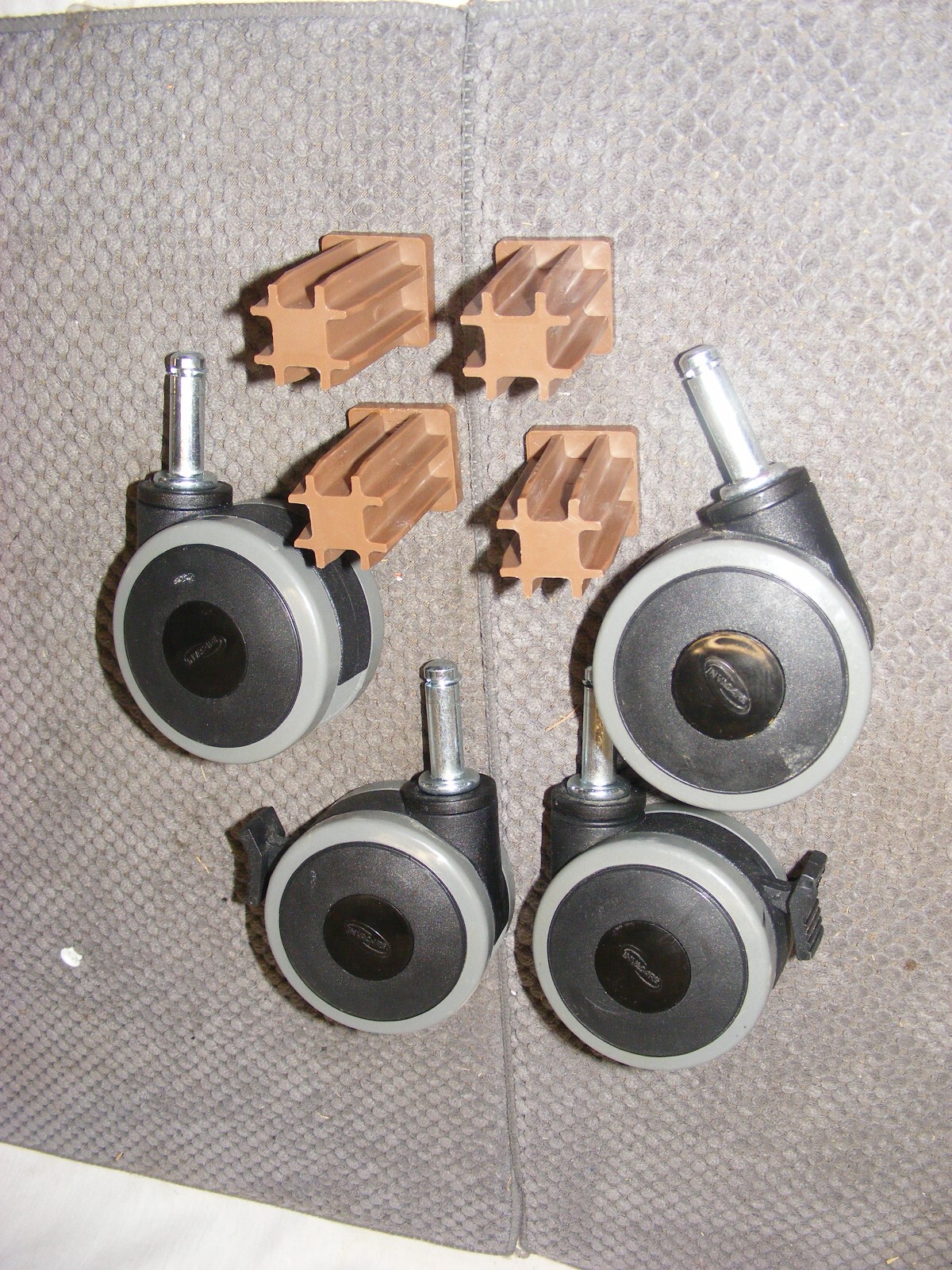 DRIVE/INVACARE HOSPITAL CASTER WHEELS W/RECEPTACLES & 2 WITH BRAKES**SET OF 4