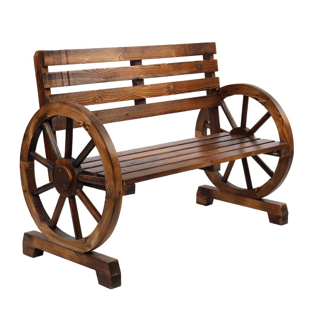41" Wagon Wheel Bench Garden Chair Loveseat Wooden Accent Outdoor Garden